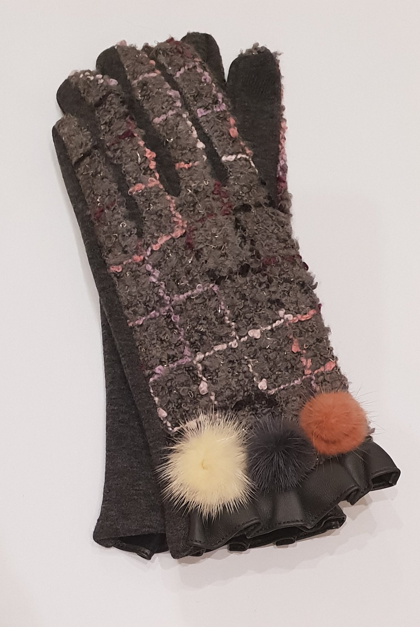 Guanti donna multipompon