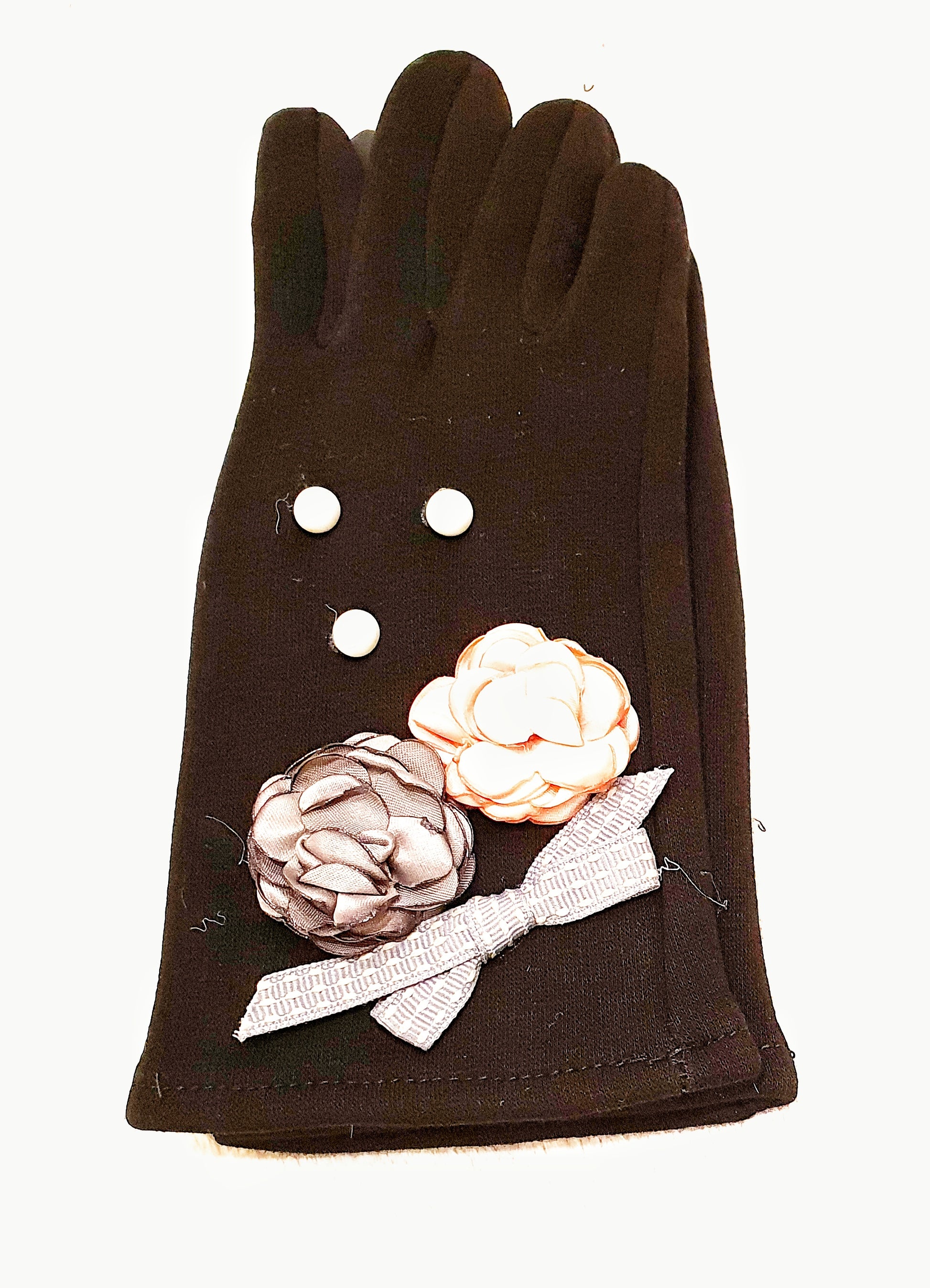 Guanti donna fiori e perline