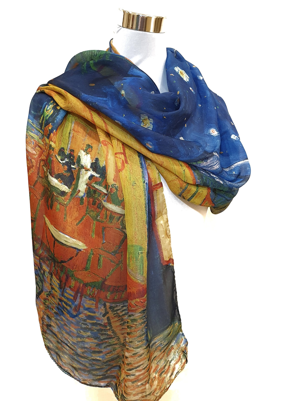 Foulard in seta "Terrazza del caffè la sera"