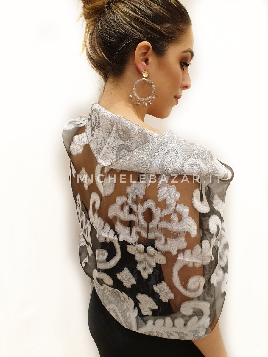 Stola Damascata Argento/nero
