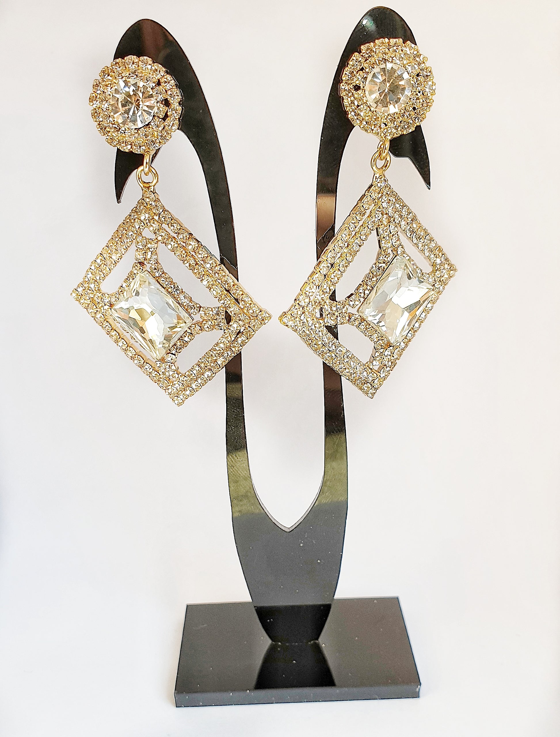 Orecchini a rombo con brillantini