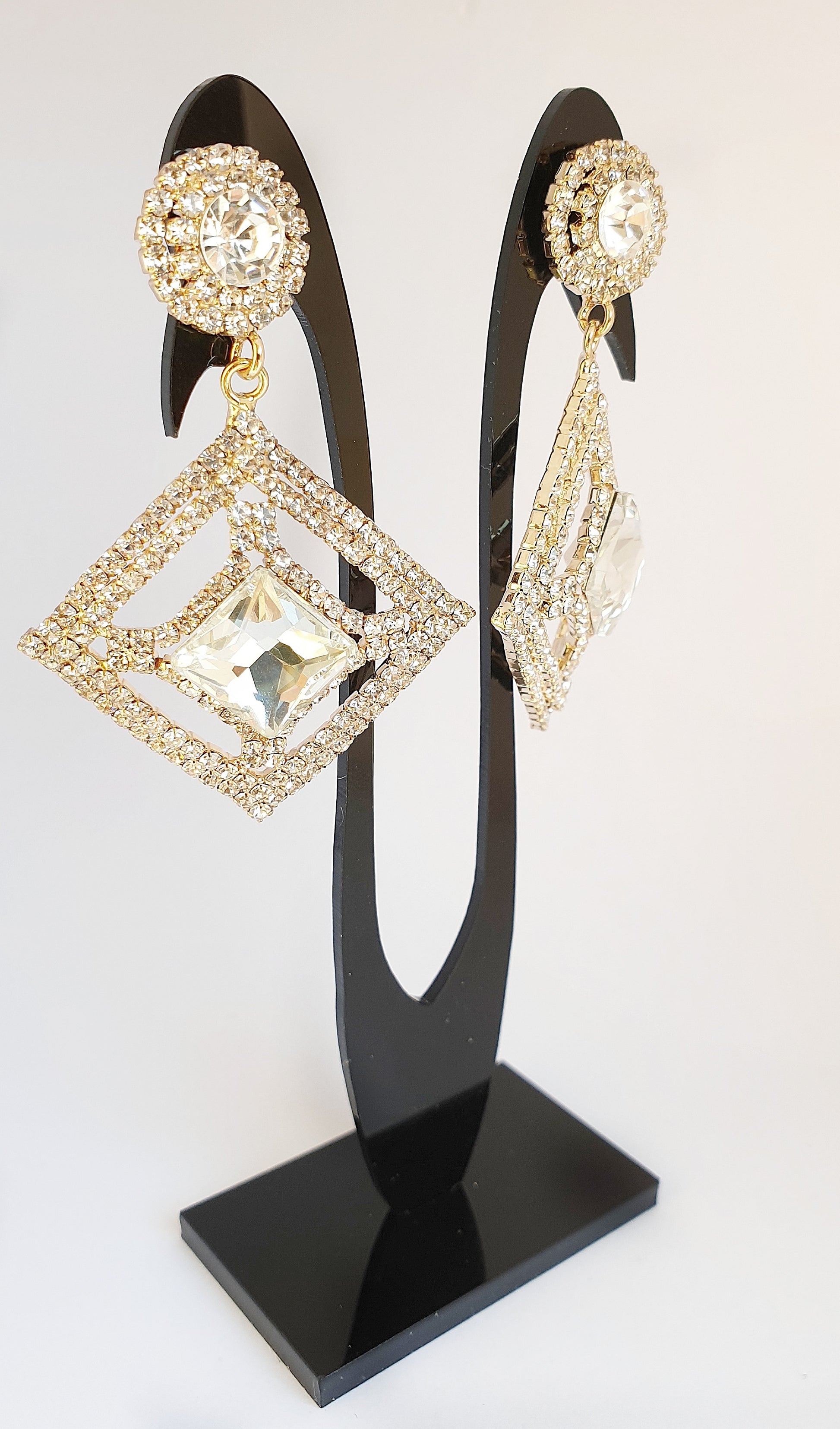 Orecchini a rombo con brillantini