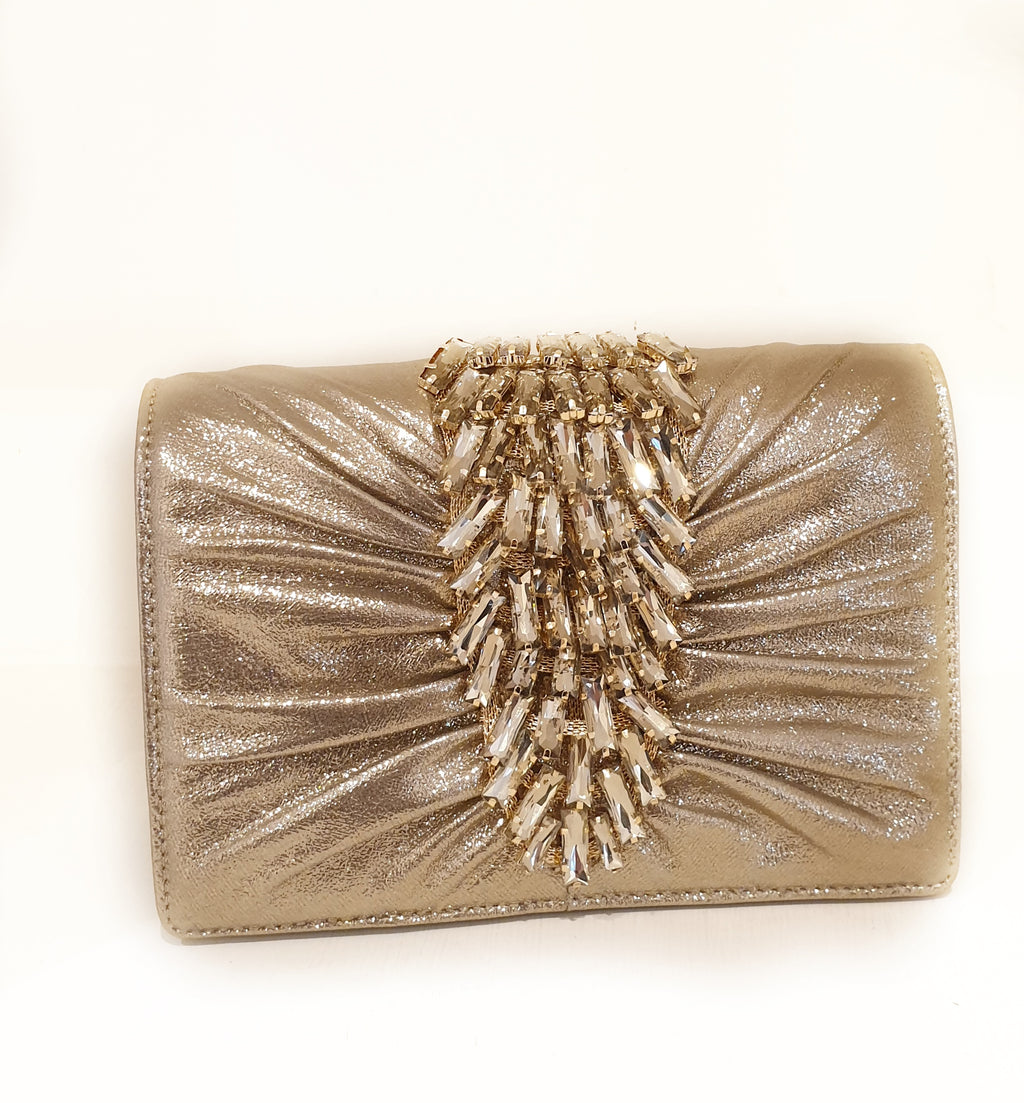 RAKEL: Borsa/Pochette ORO Elegant con pietre