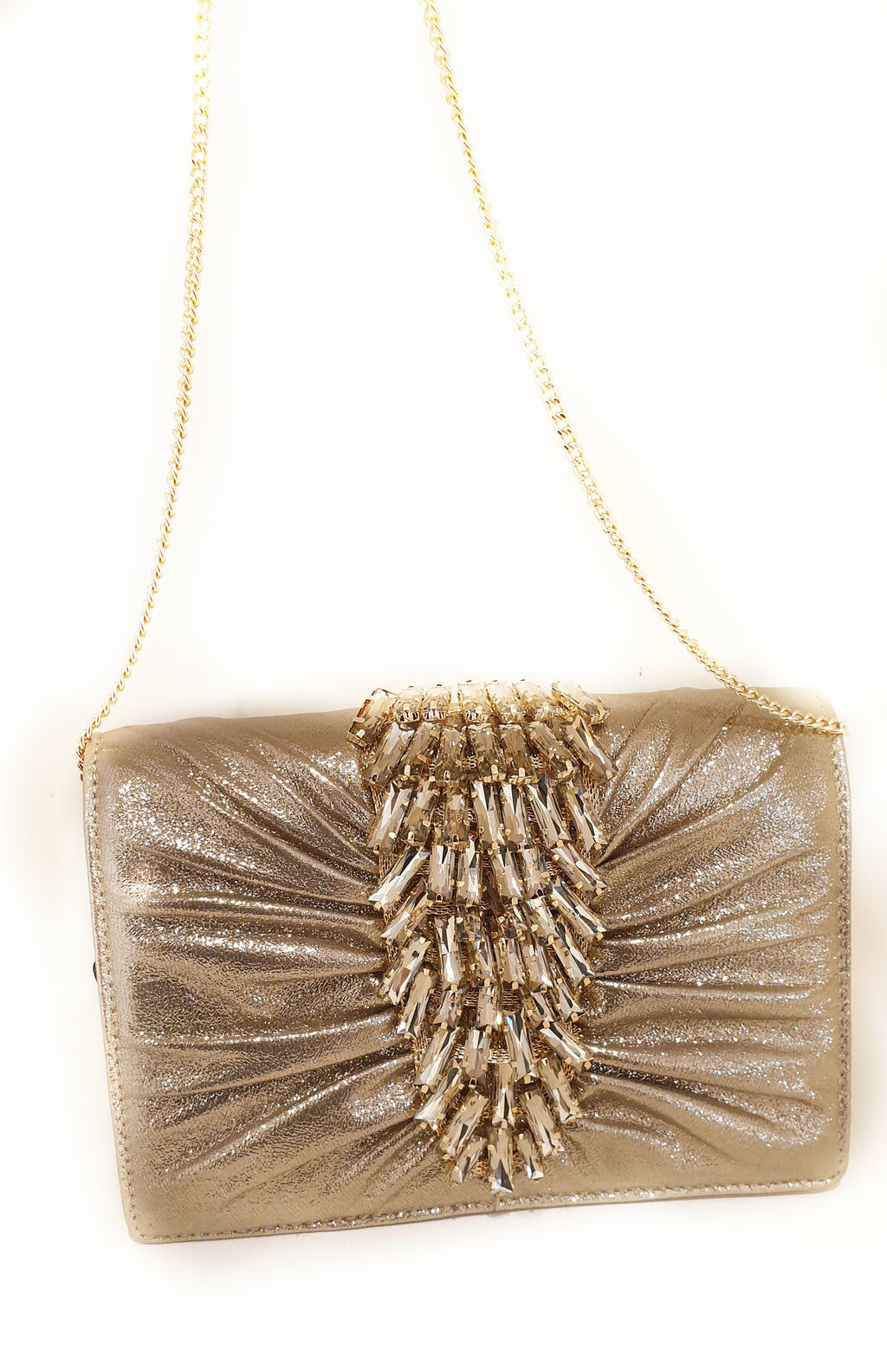 RAKEL: Borsa/Pochette ORO Elegant con pietre