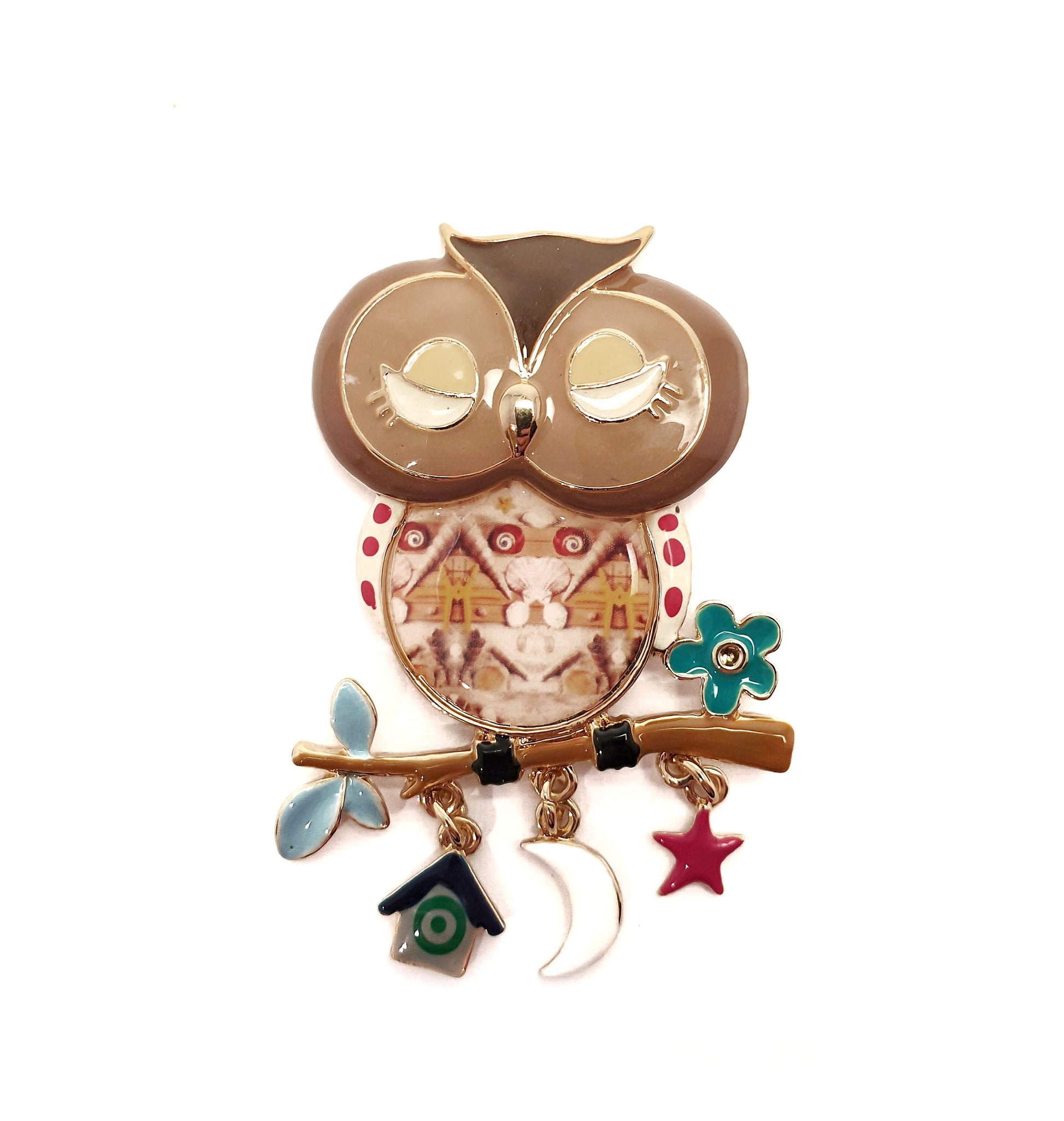 Spilla gufetto con pendenti