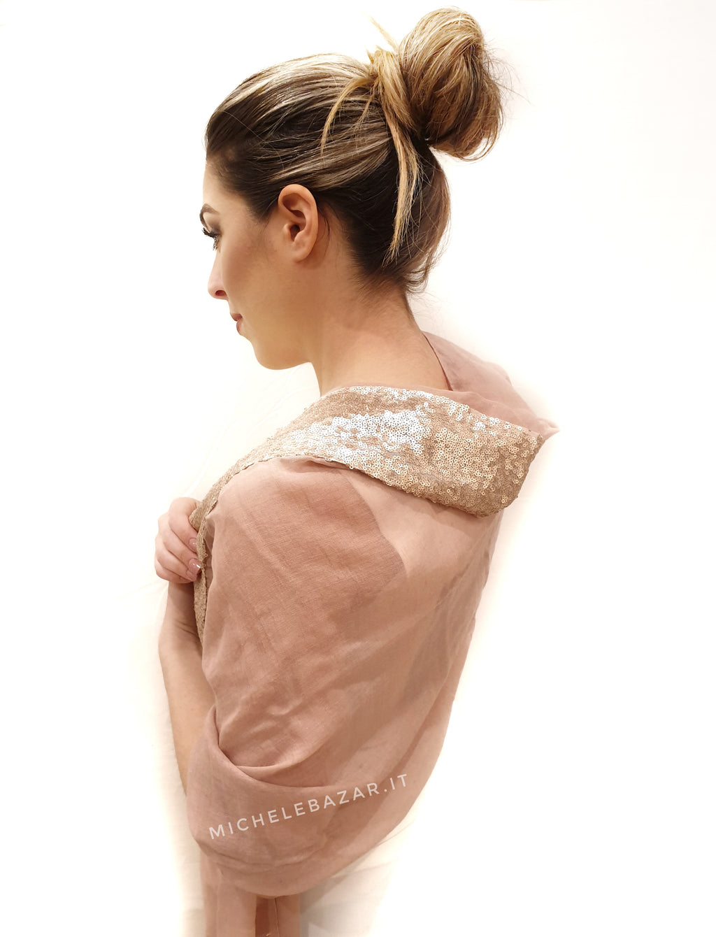 Stola/pashmina simil cotone -Gai Mattiolo- con paillettes