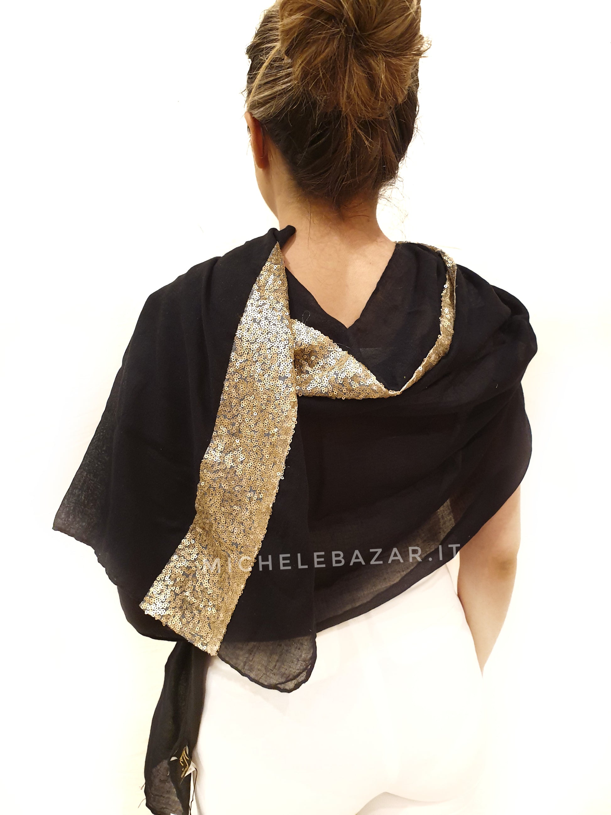 Stola/pashmina simil cotone -Gai Mattiolo- con paillettes