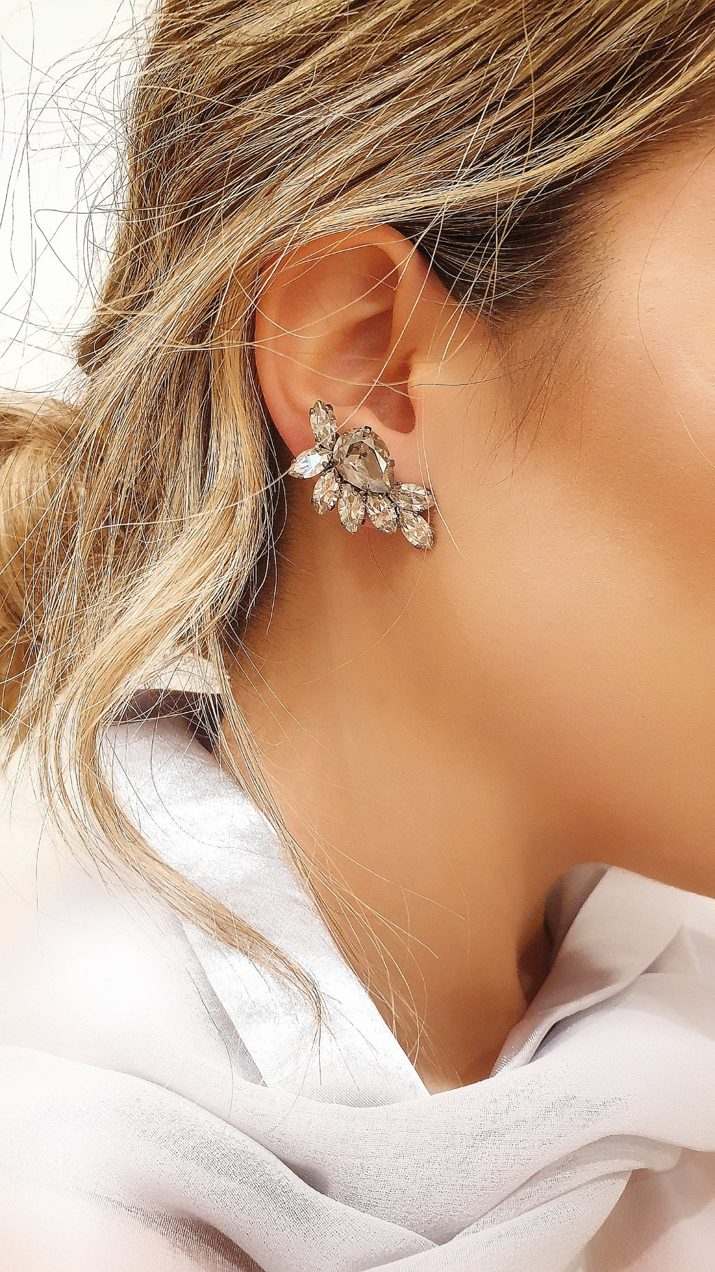 SHAKLY: Orecchini foglie grigio-made in Italy