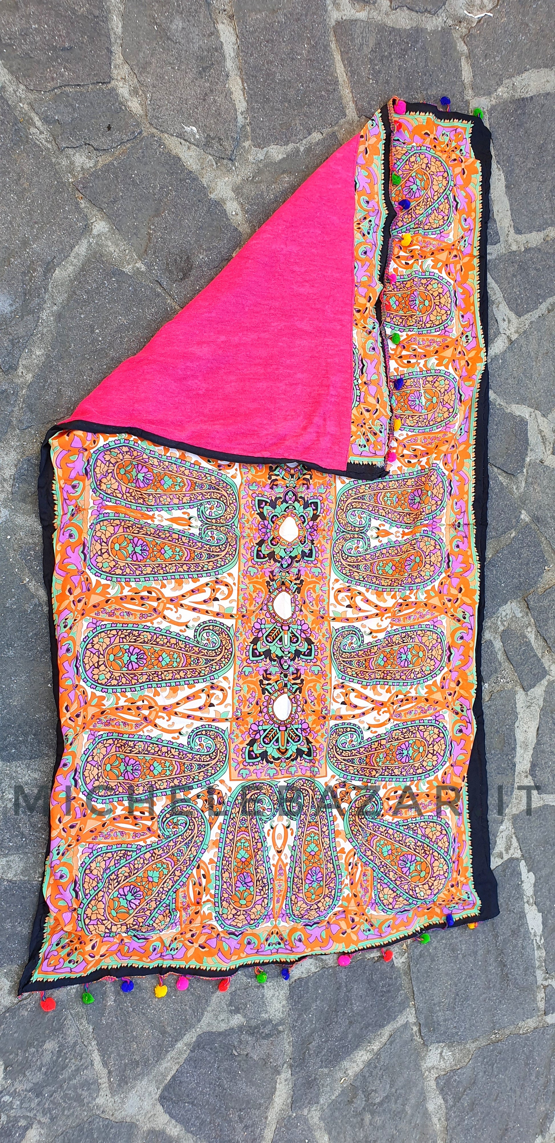 Telo mare fantasia in spugna-Arancio/fuxia