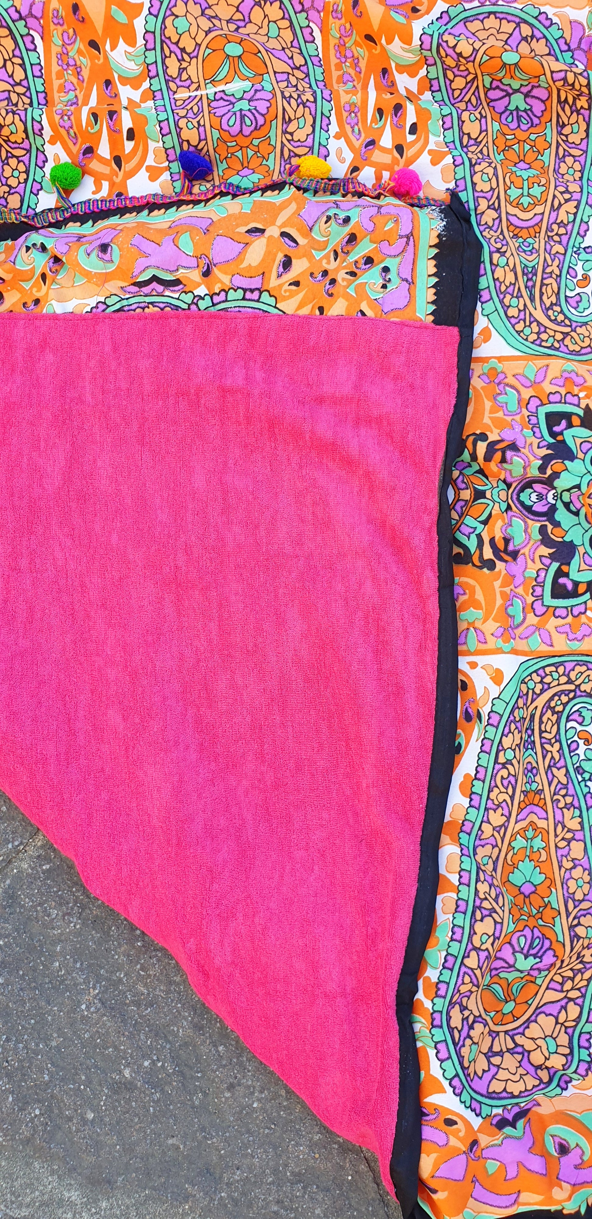 Telo mare fantasia in spugna-Arancio/fuxia