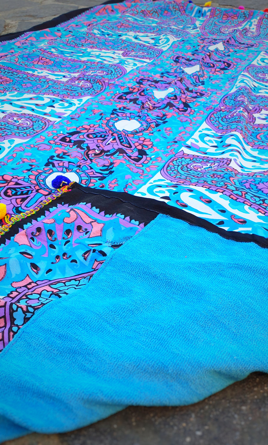 Telo mare in spugna fantasia-Celeste