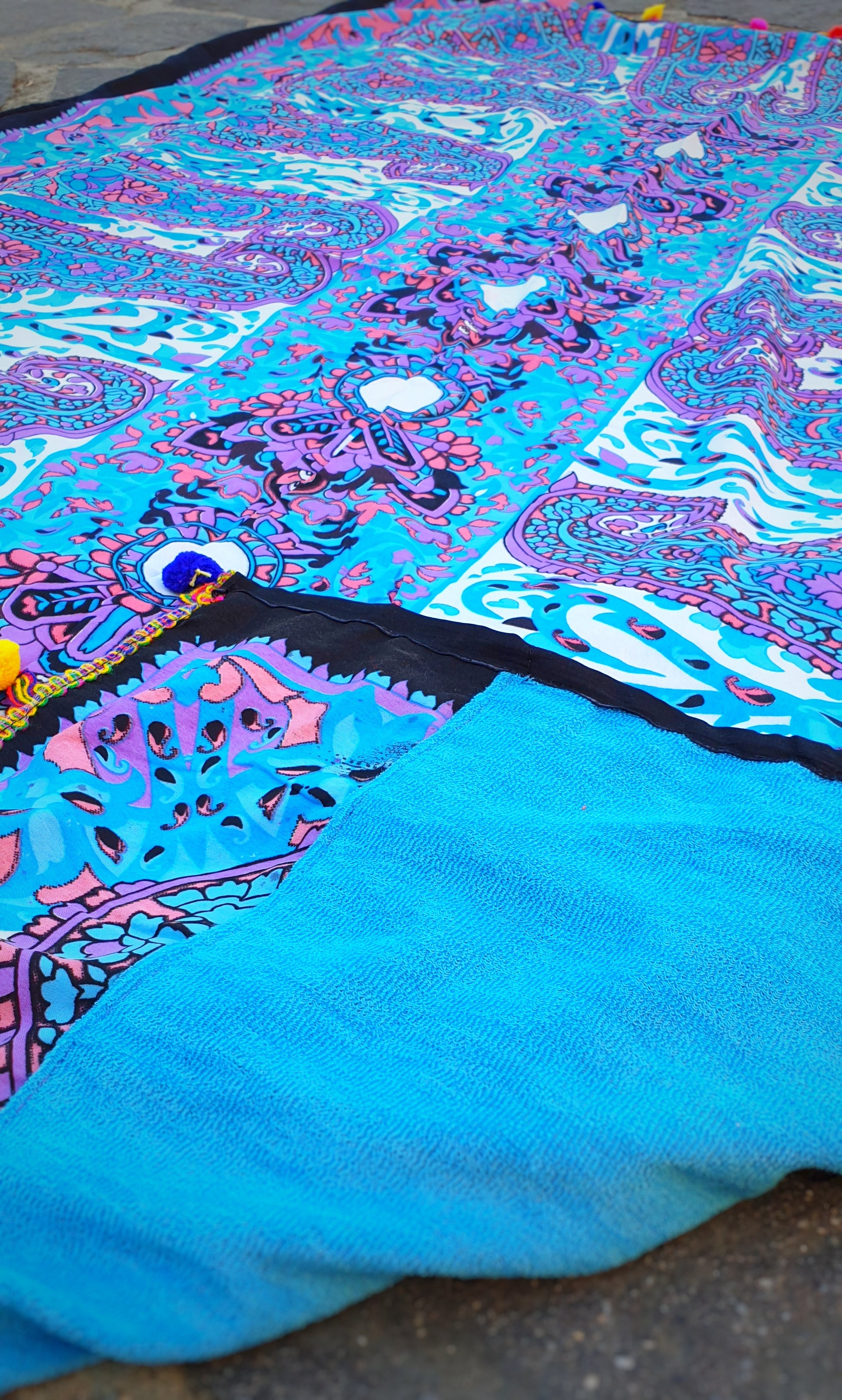 Telo mare in spugna fantasia-Celeste