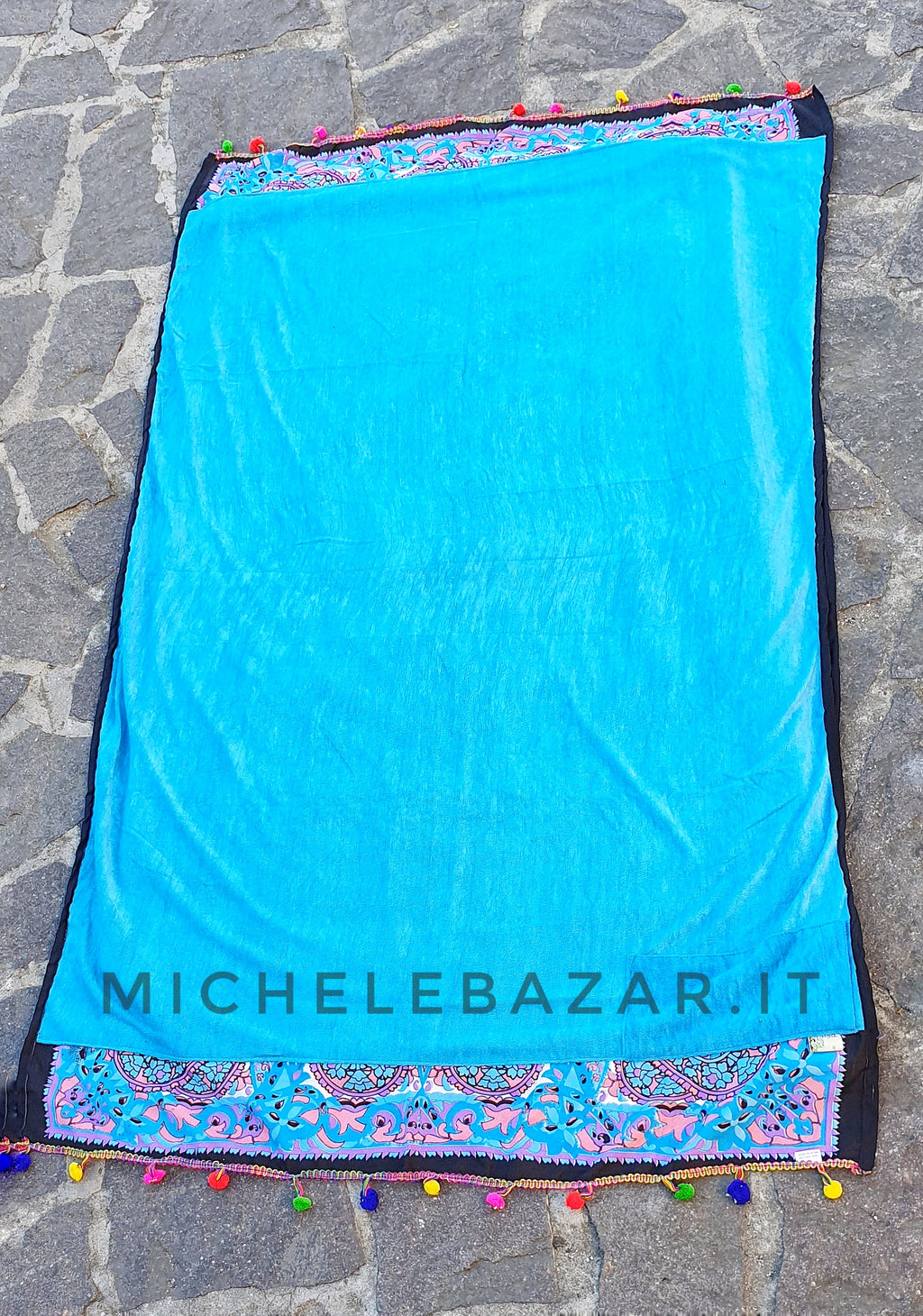 Telo mare in spugna fantasia-Celeste