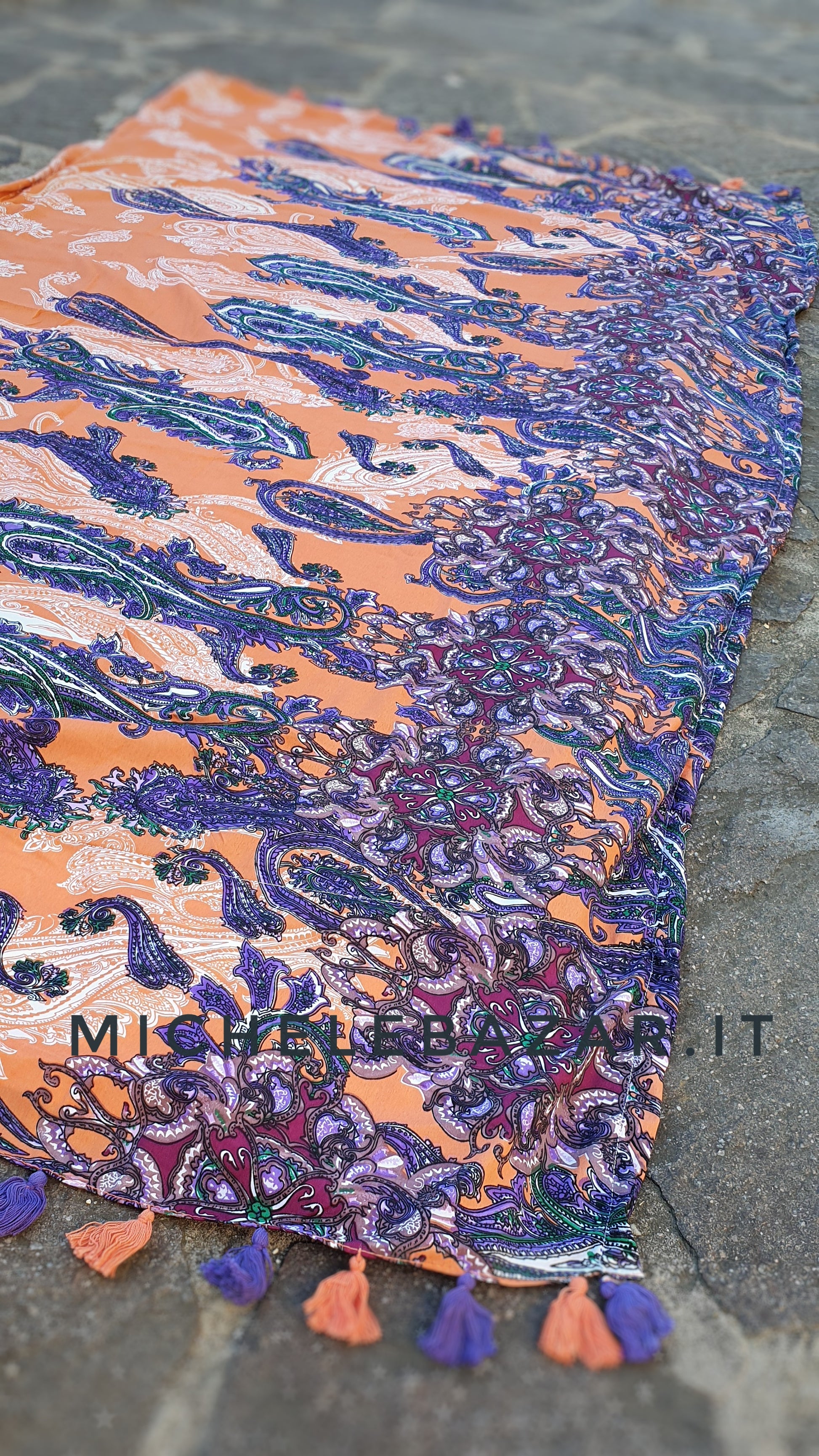 Telo mare in spugna fantasia-Arancio/viola