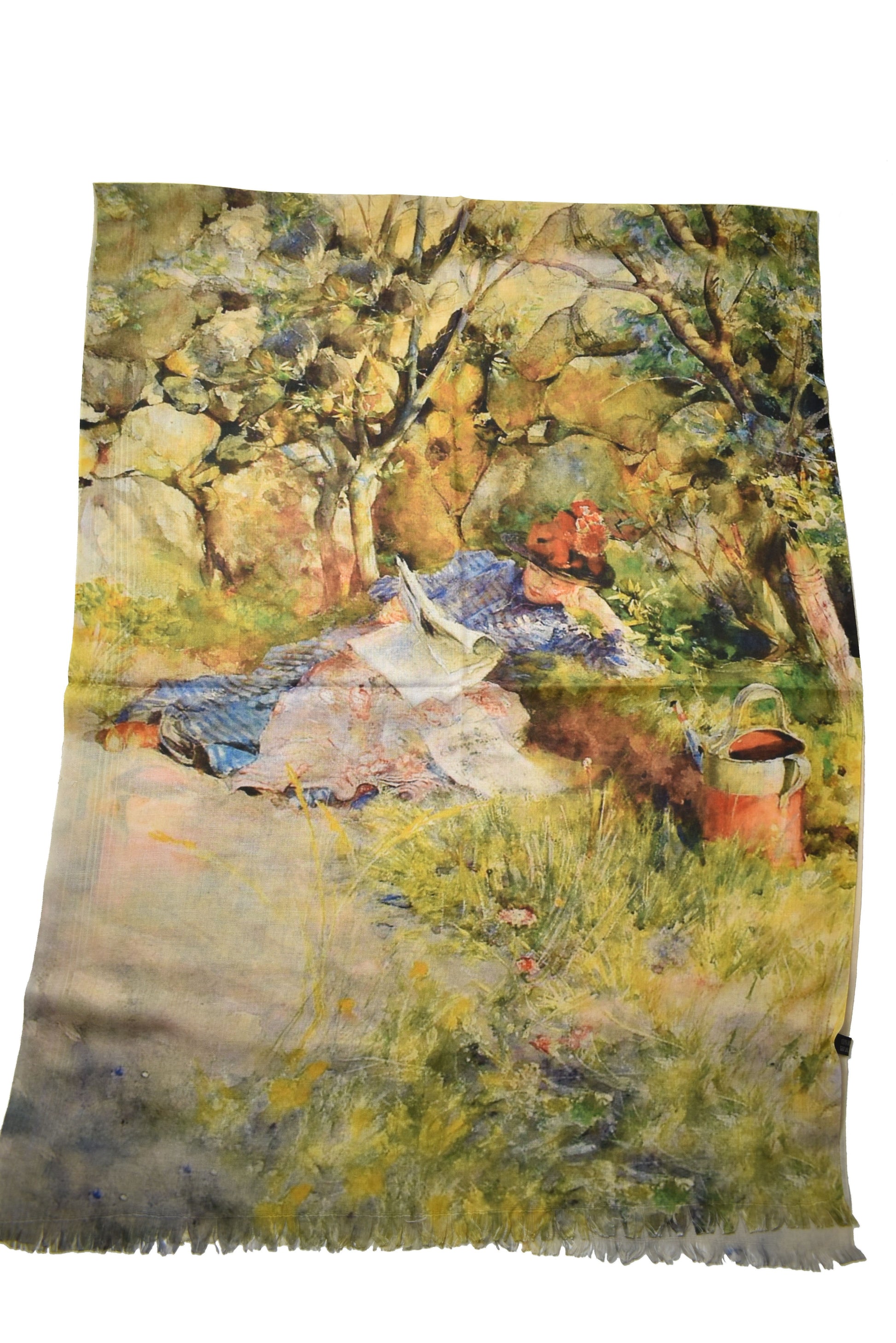 Foulard Carl Larsson leggendo il giornale nel giardino