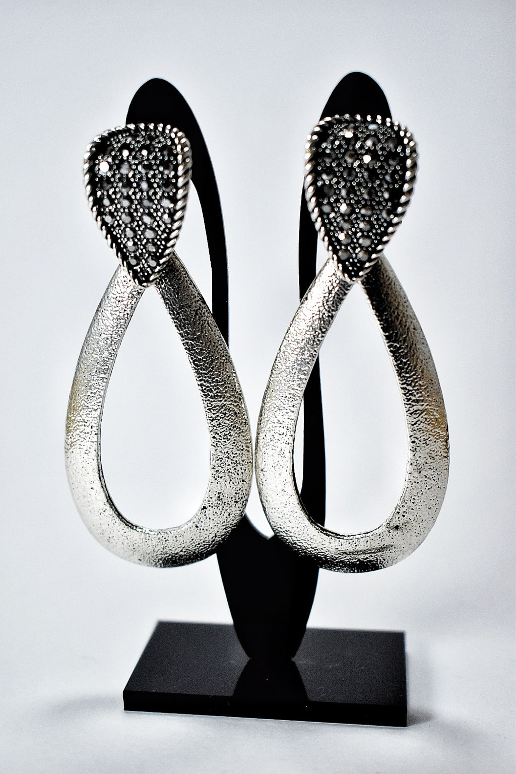 Orecchini pendenti argento con brillantini