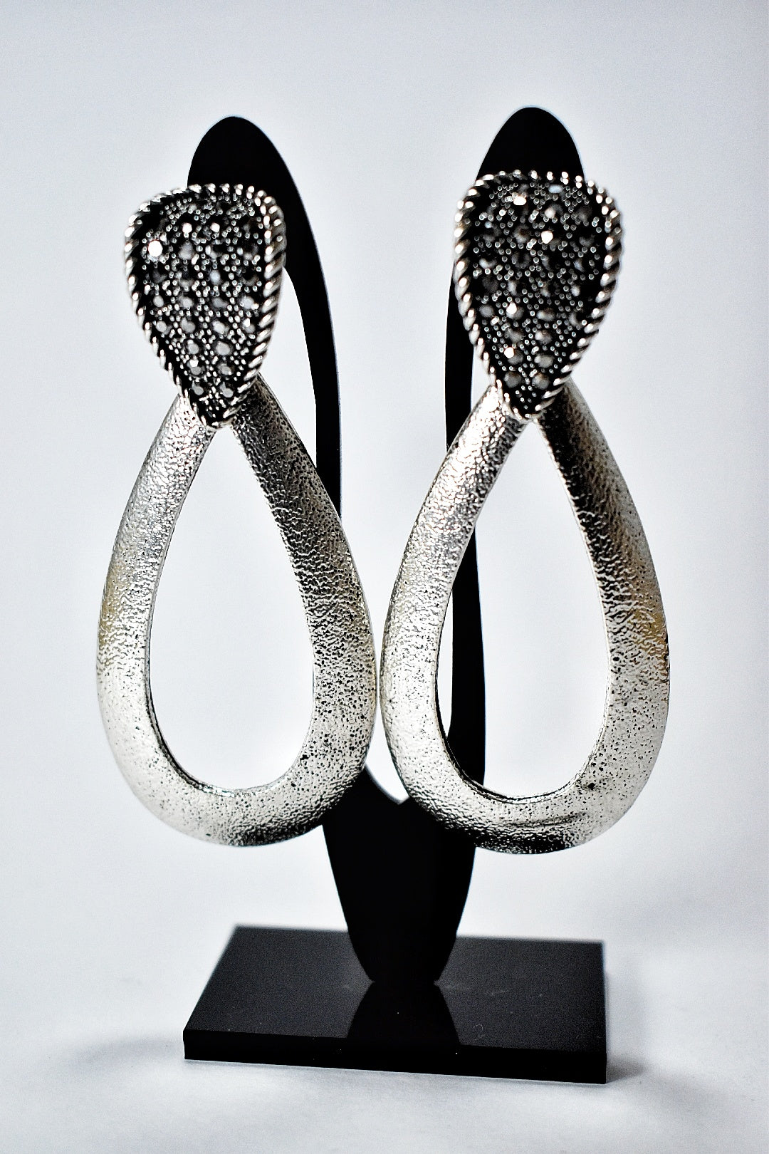 Orecchini pendenti argento con brillantini