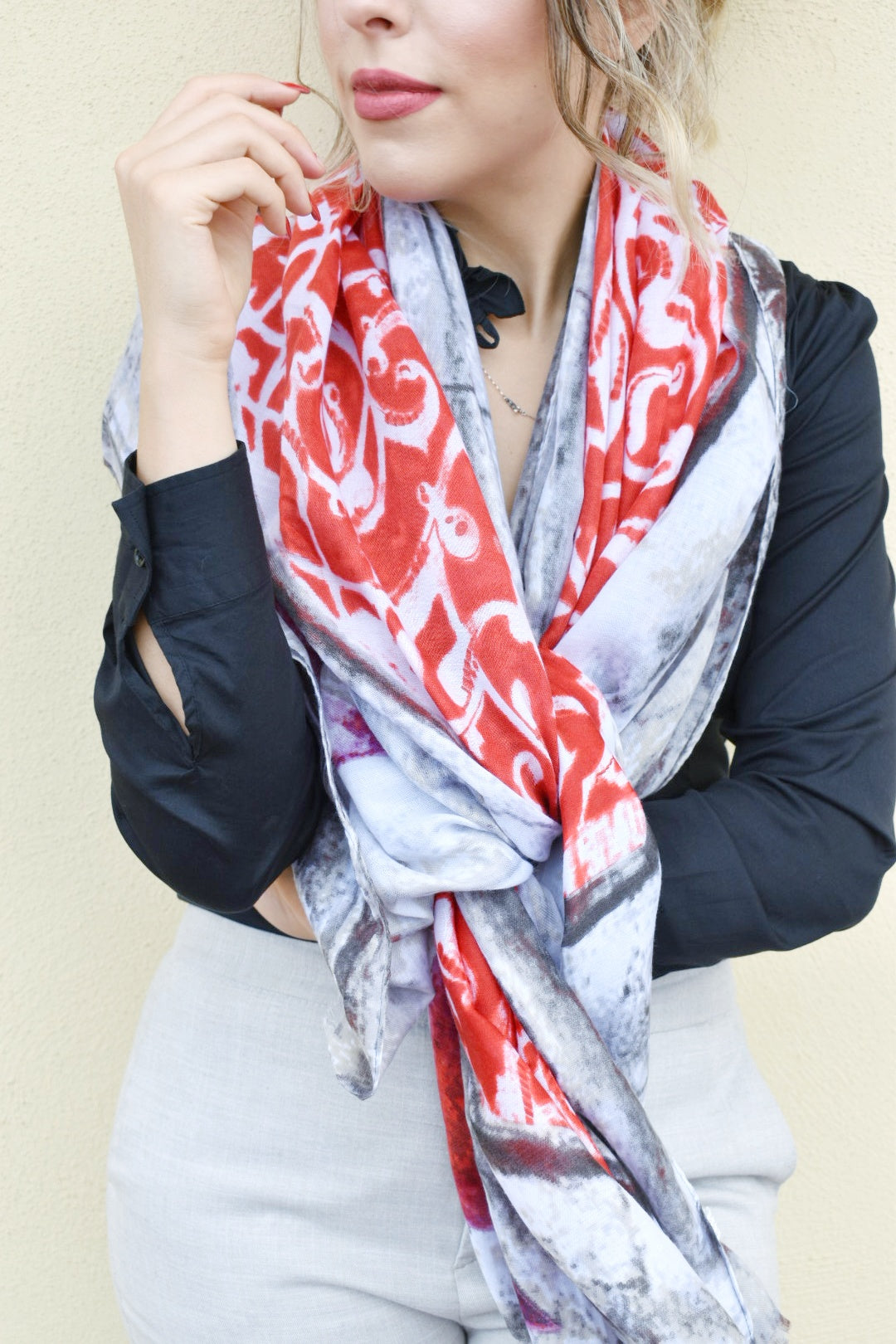 Foulard maxi con stampa ghirigori