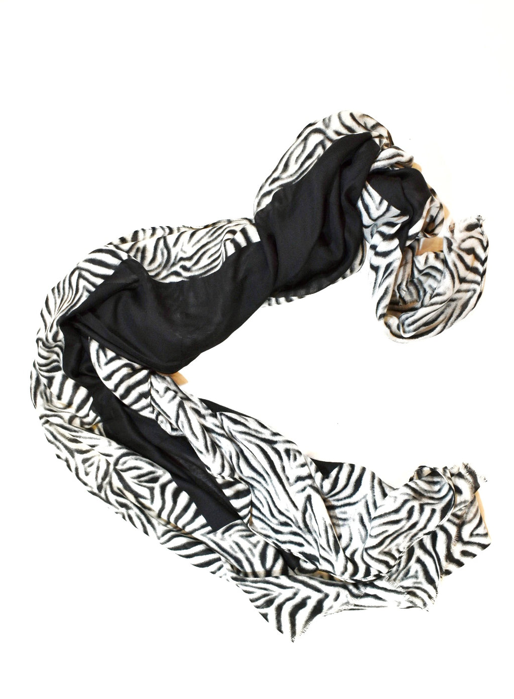 foulard anni 70 con bordo animalier zebrato nero