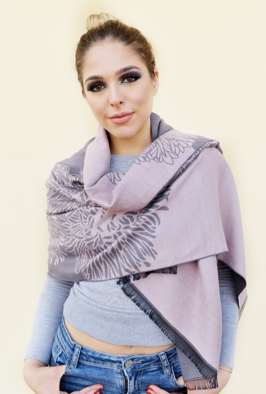 Sciarpa double color flowers