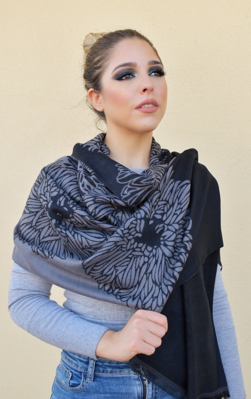 Sciarpa double color flowers