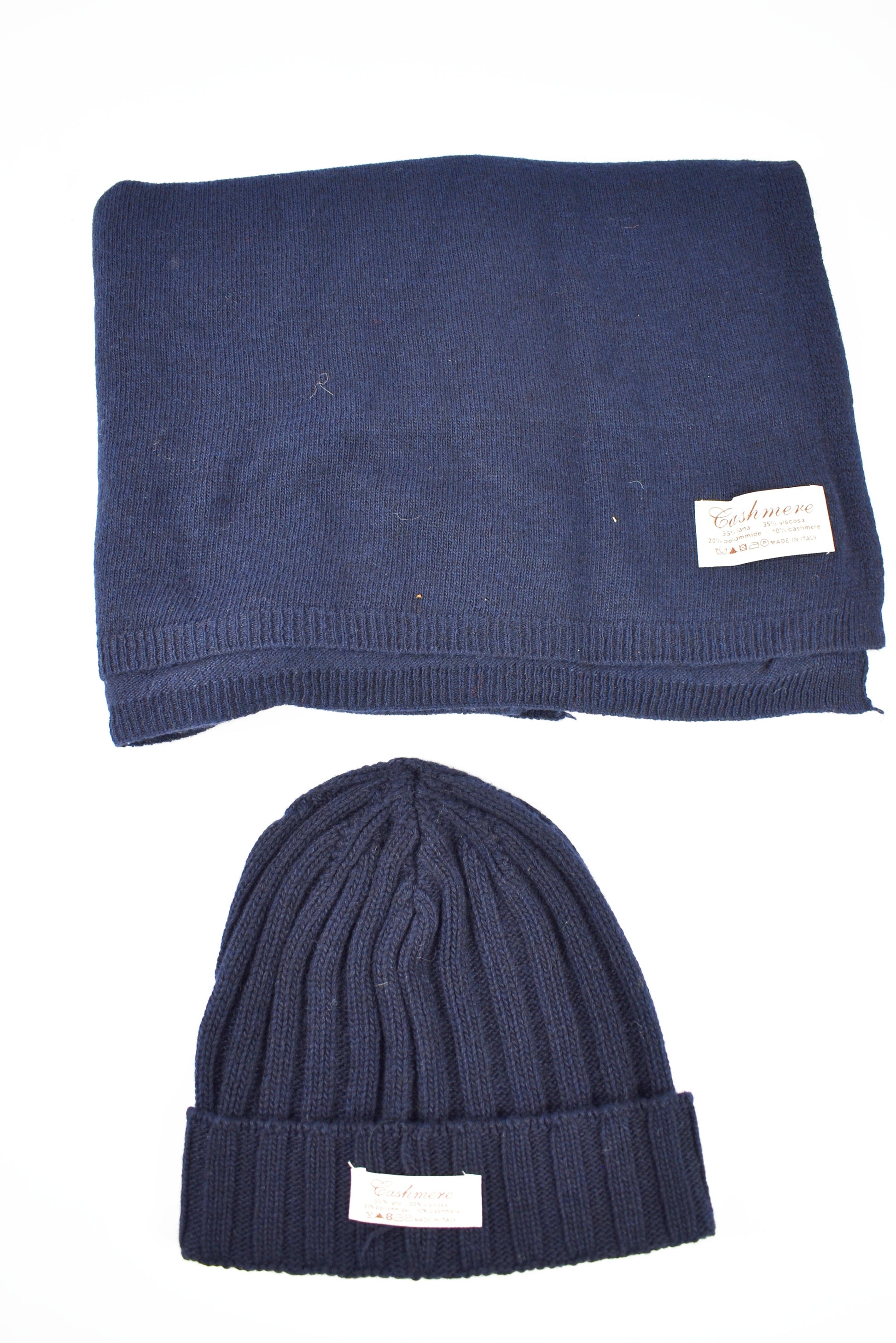 Sciarpa e cappello con cashemere blu