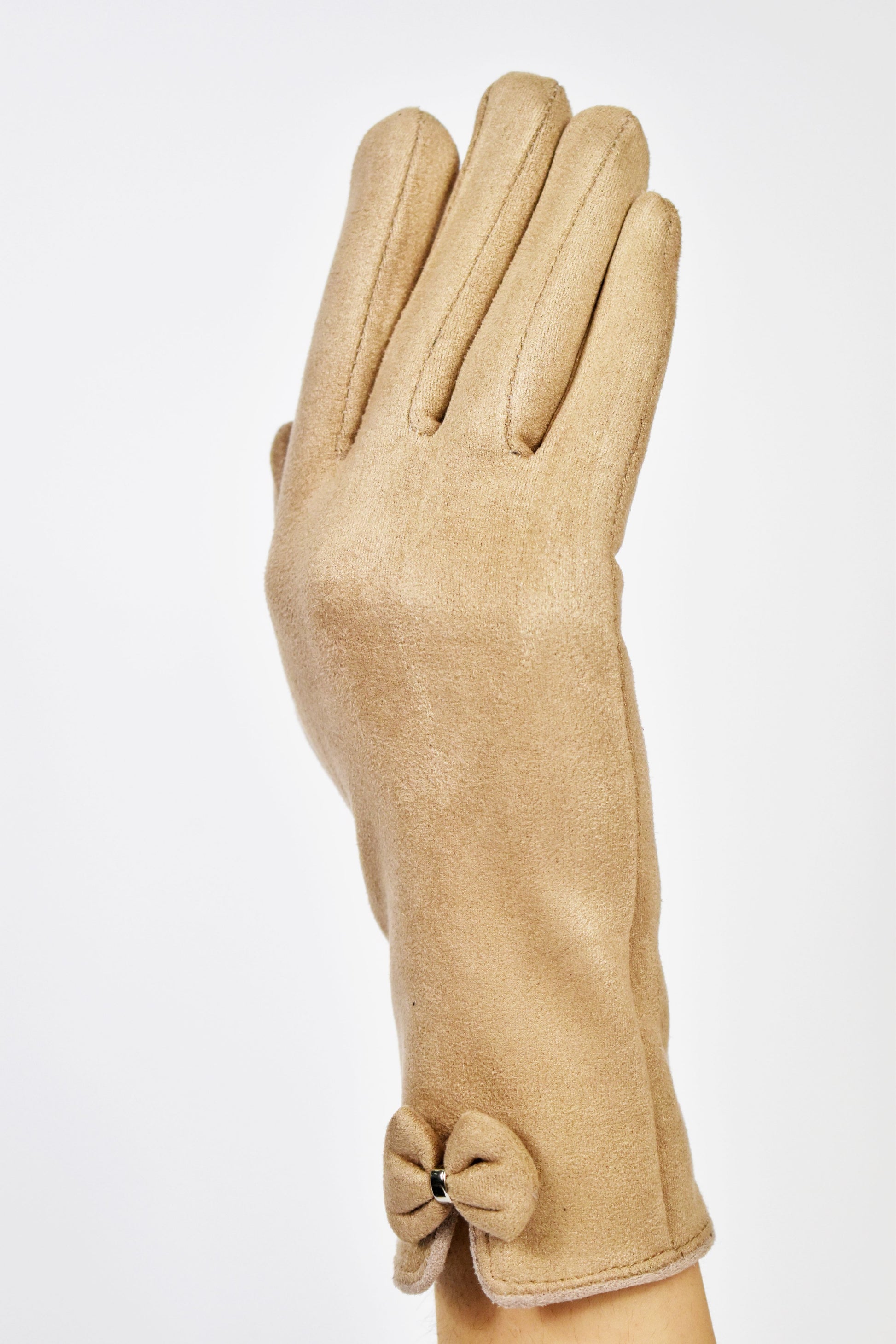 Guanti in camoscio con fiocchetto