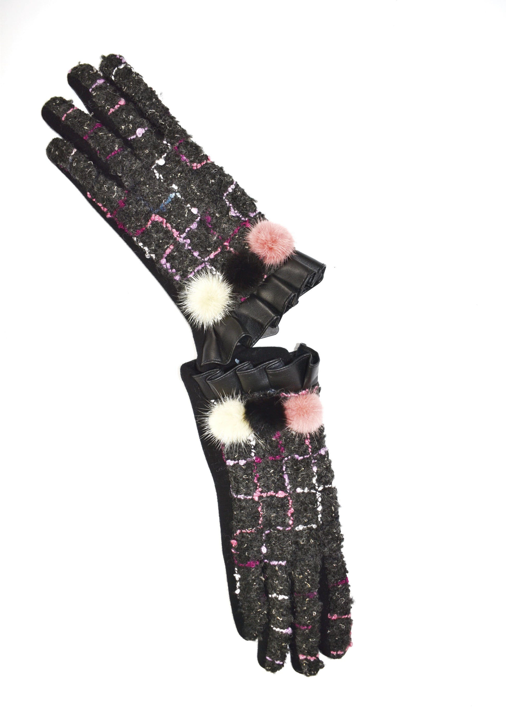 Guanti donna multipompon