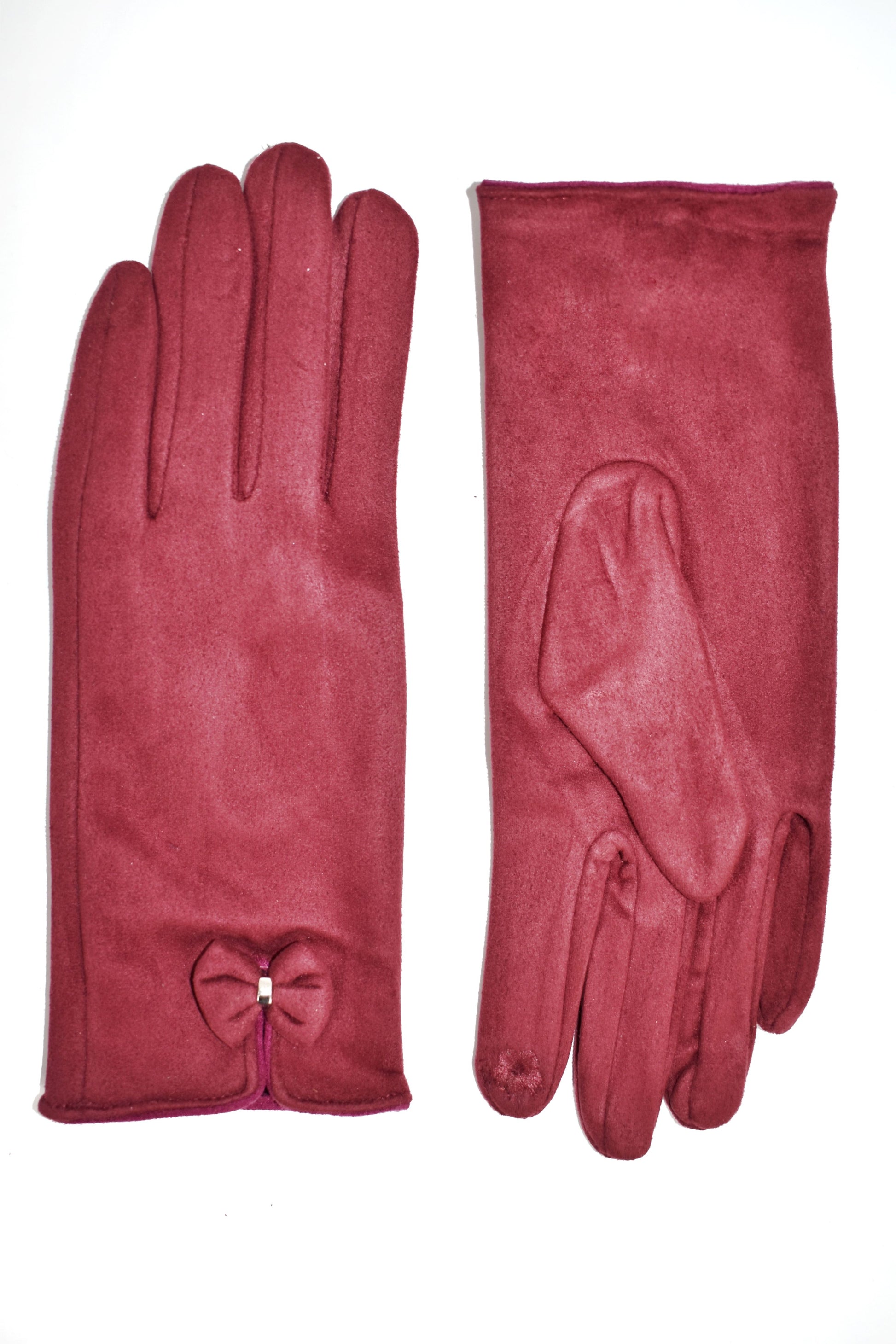 Guanti in camoscio con fiocchetto