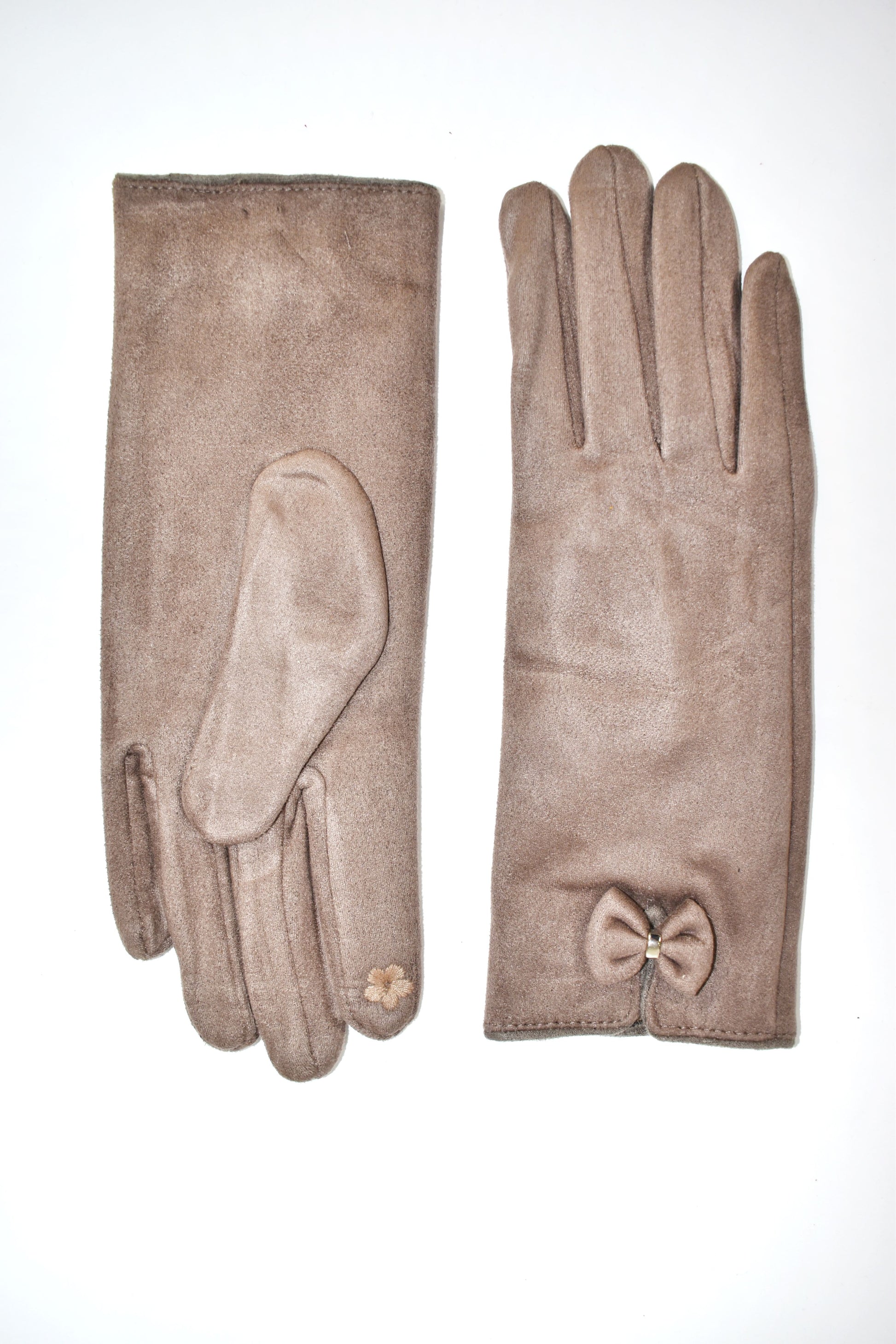 Guanti in camoscio con fiocchetto