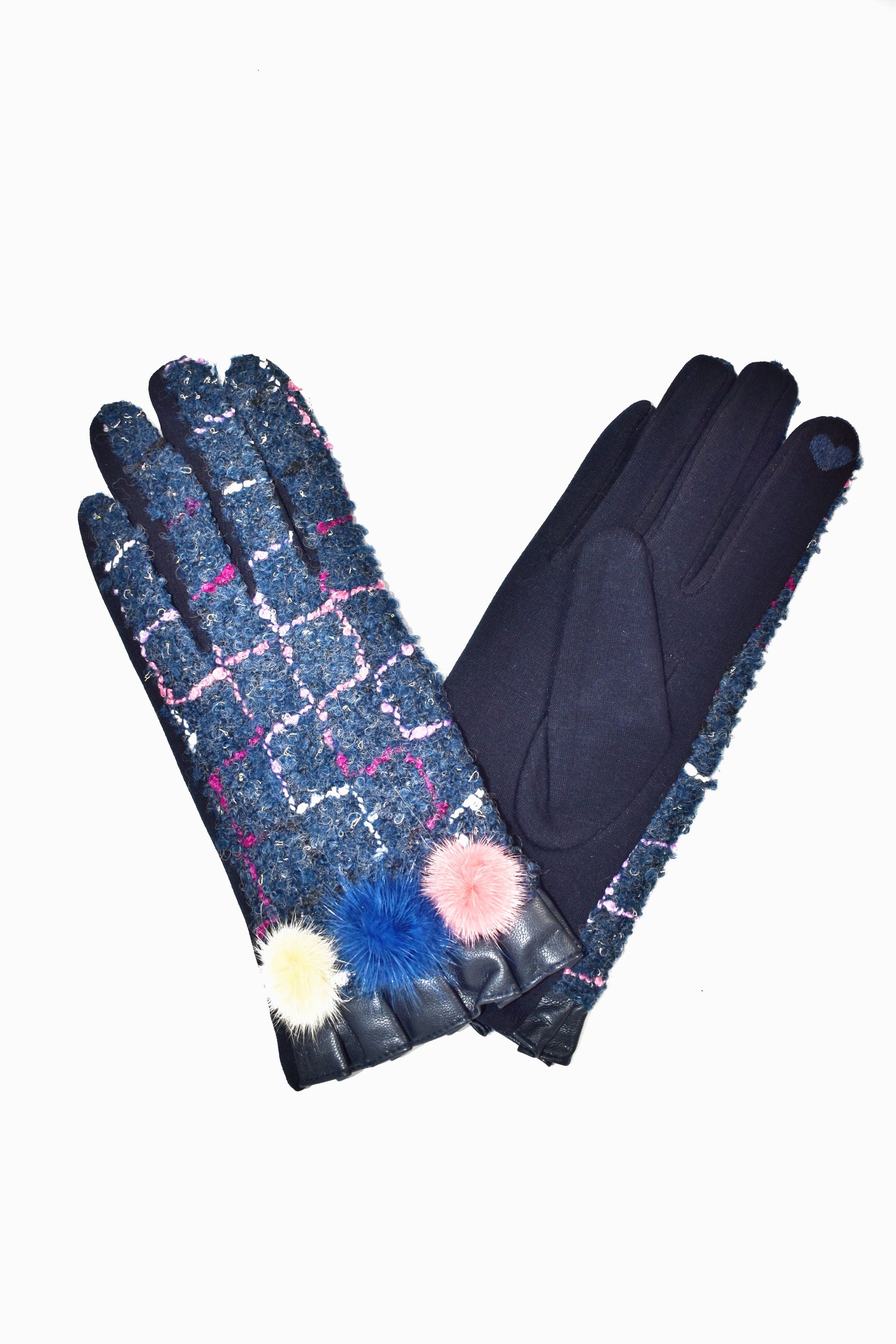 Guanti donna multipompon