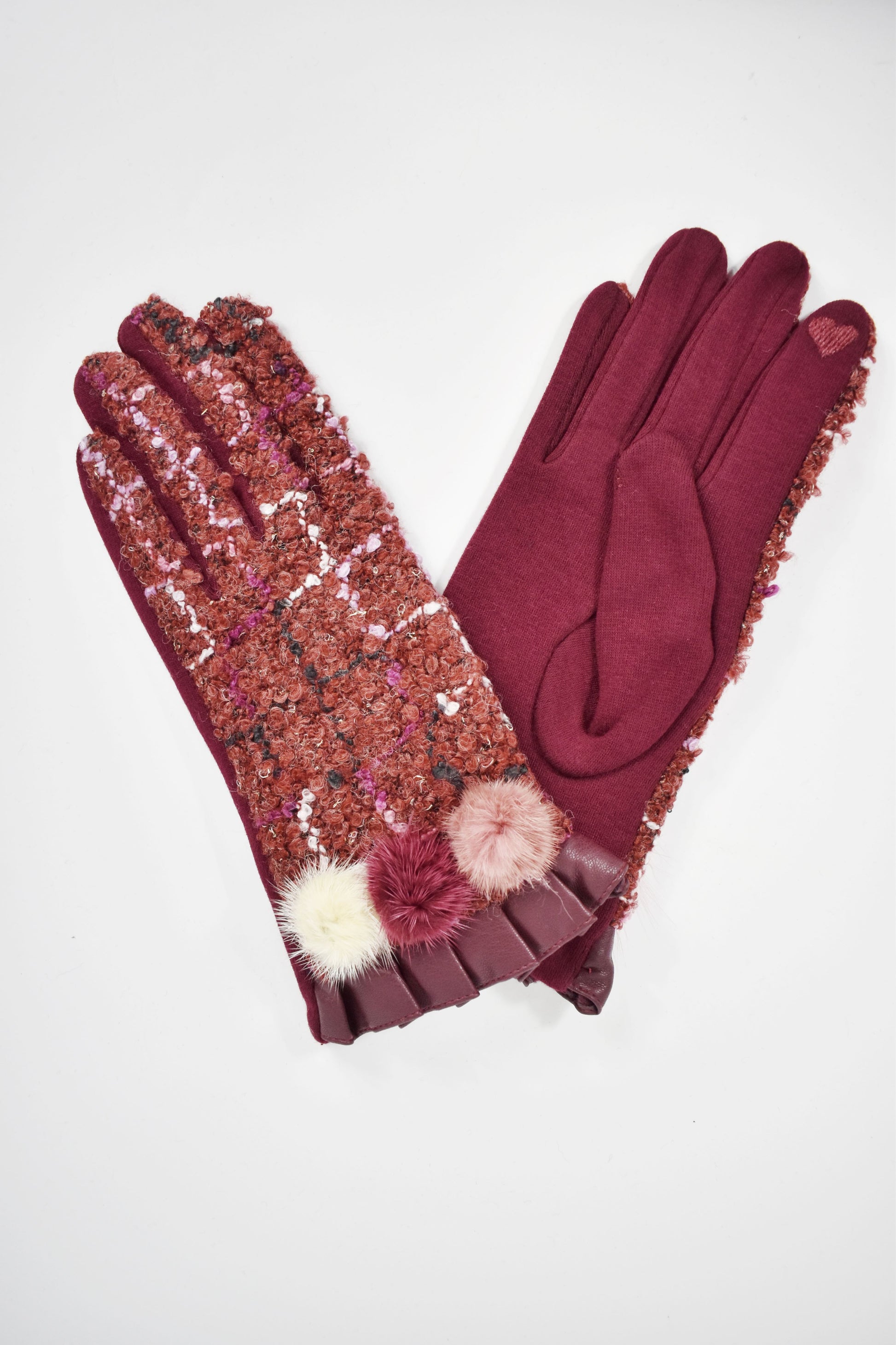 Guanti donna multipompon