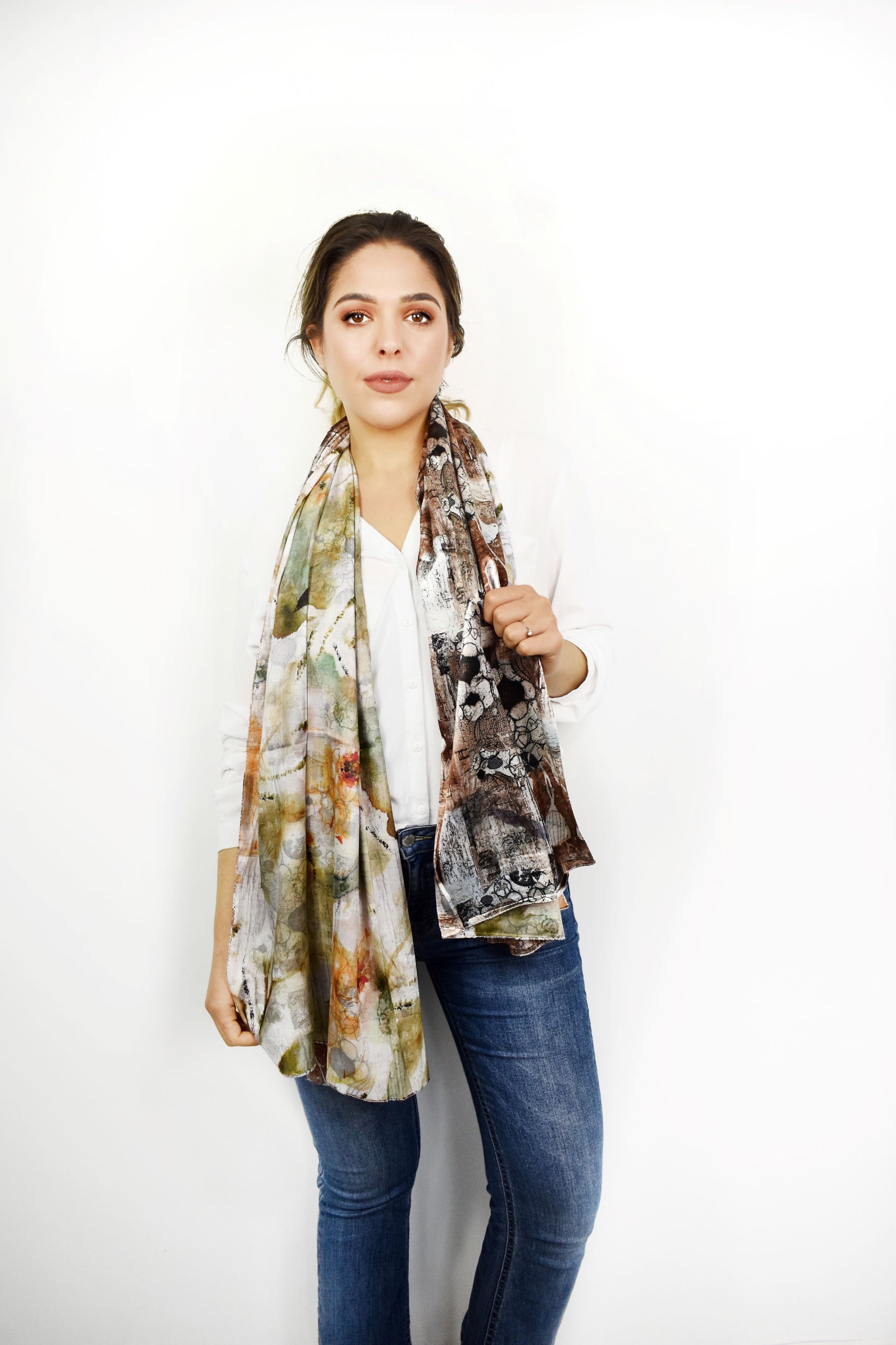 Foulard effetto seta toni marrone