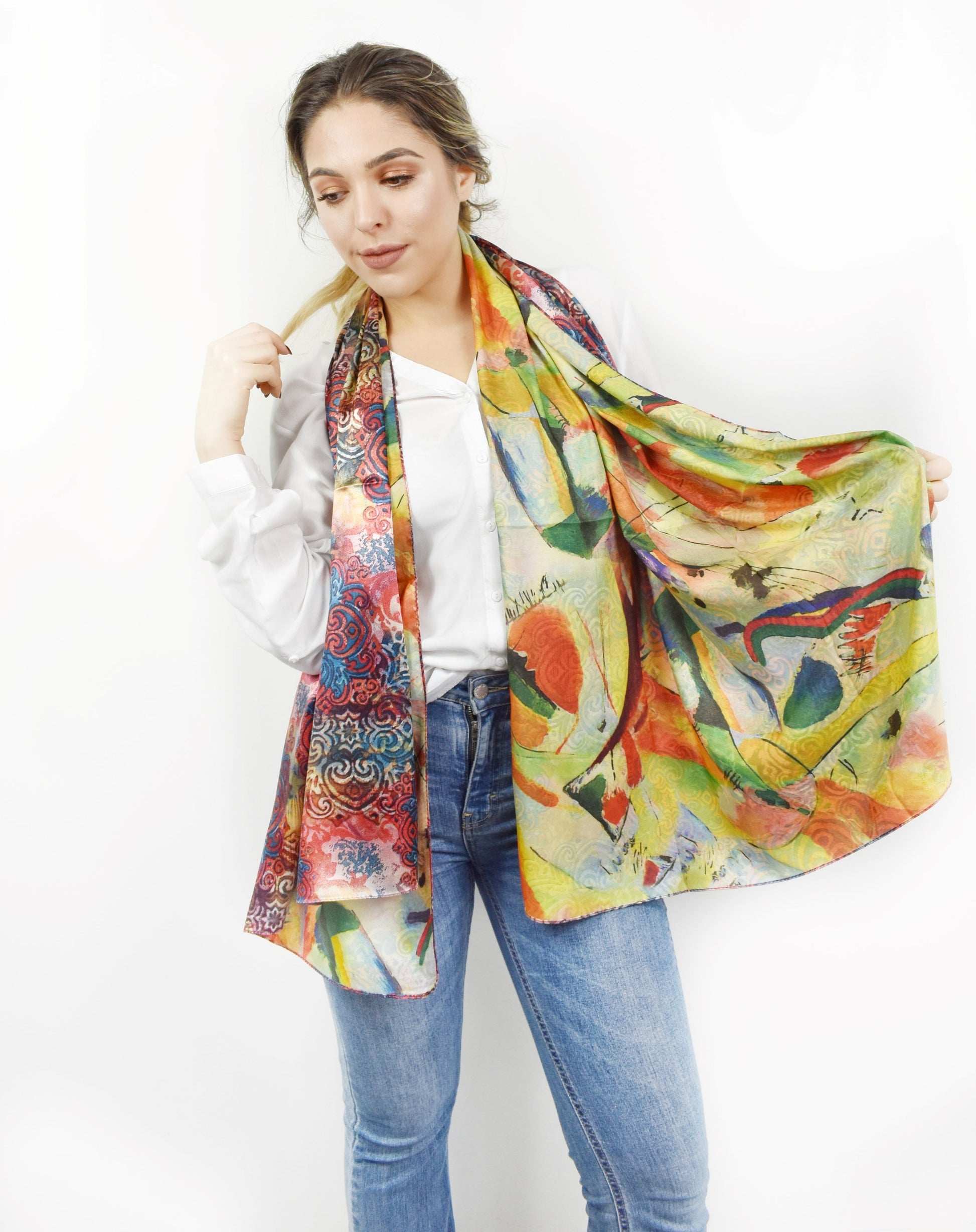 Foulard effetto seta multicolorato