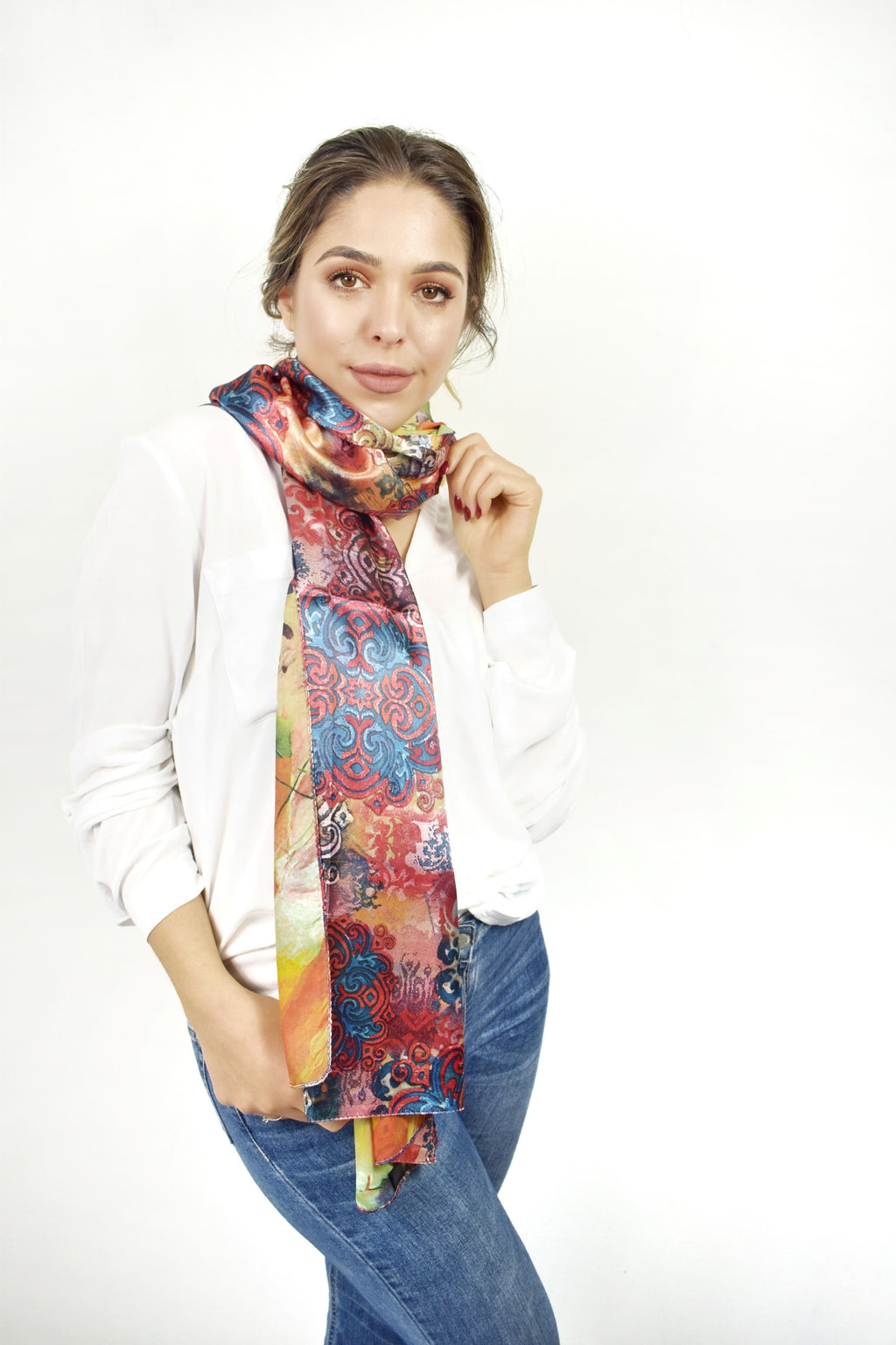 Foulard effetto seta multicolorato