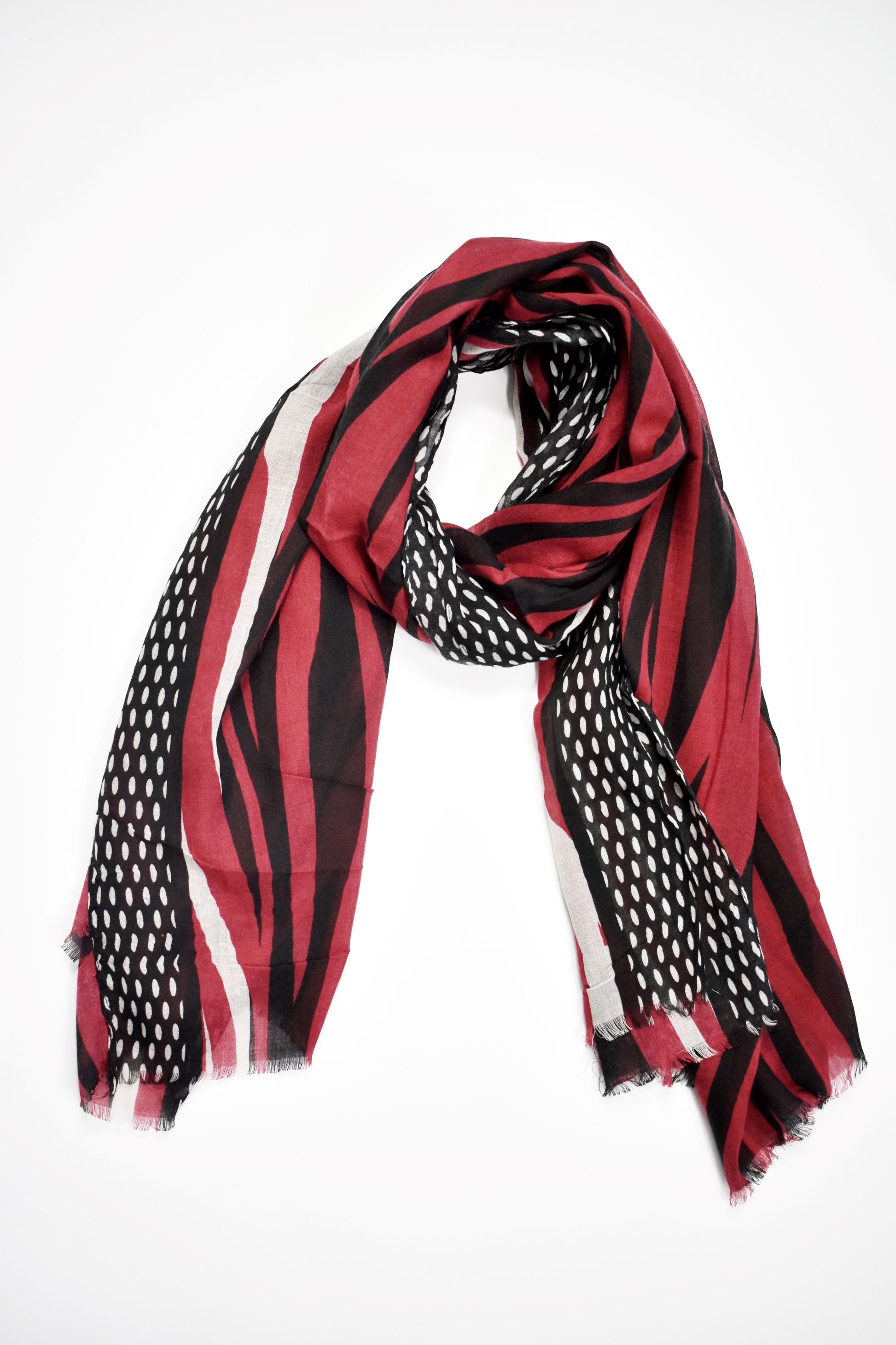 Foulard leggero righe e pois