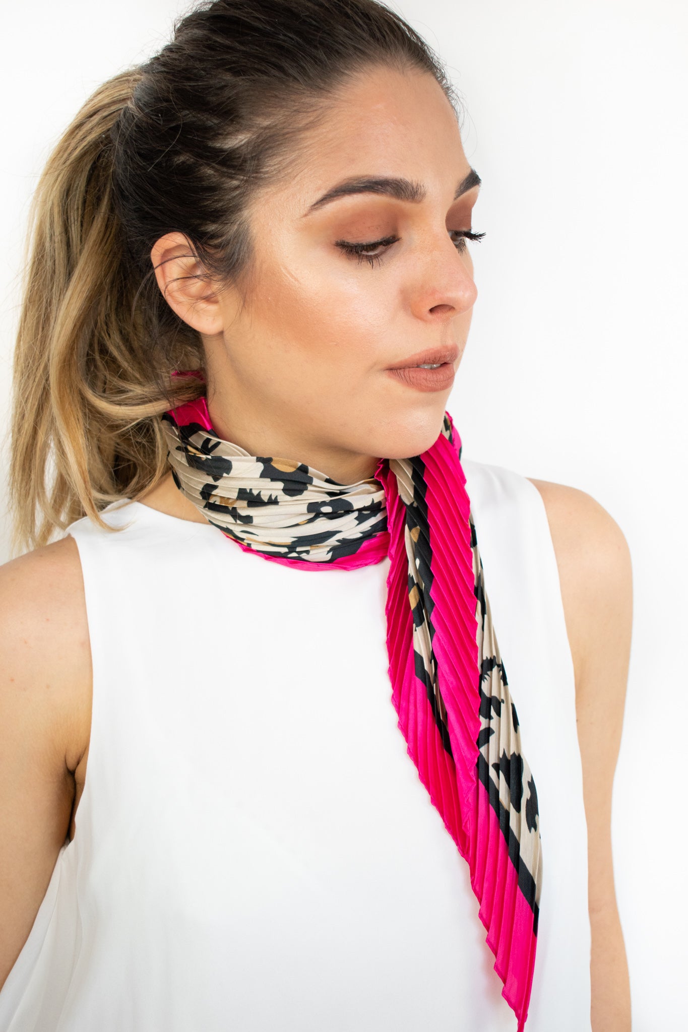 Foulard quadrato animalier plissè