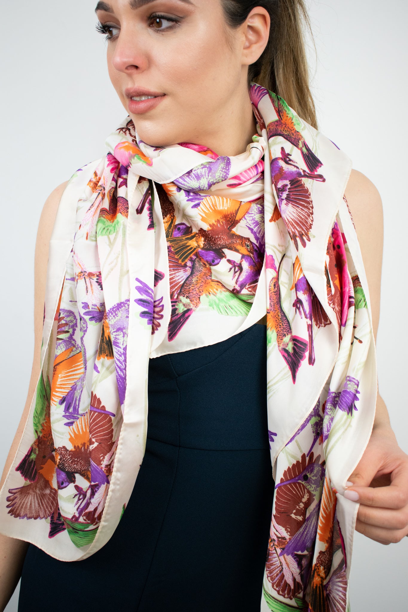 Foulard quadrato con colibrì