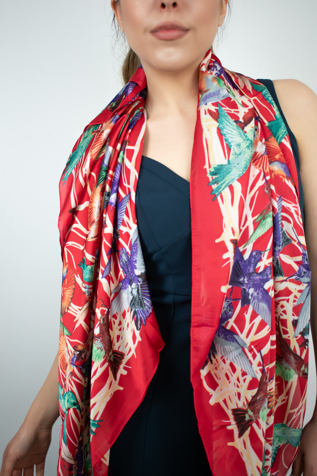 Foulard quadrato con colibrì