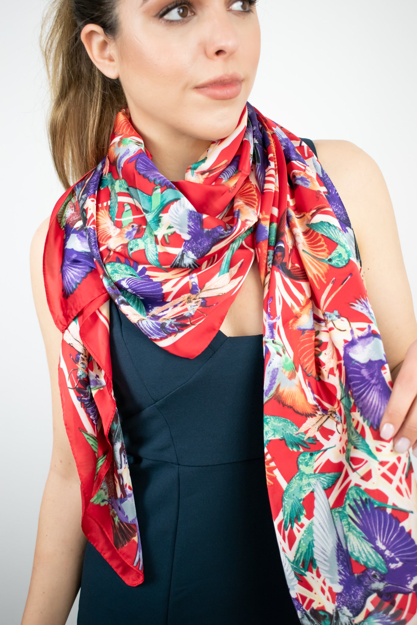 Foulard quadrato con colibrì