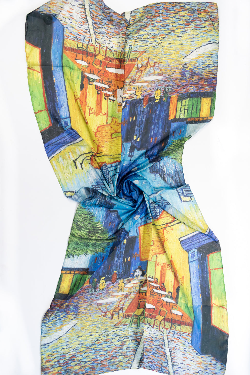 Foulard in seta "Terrazza del caffè la sera"