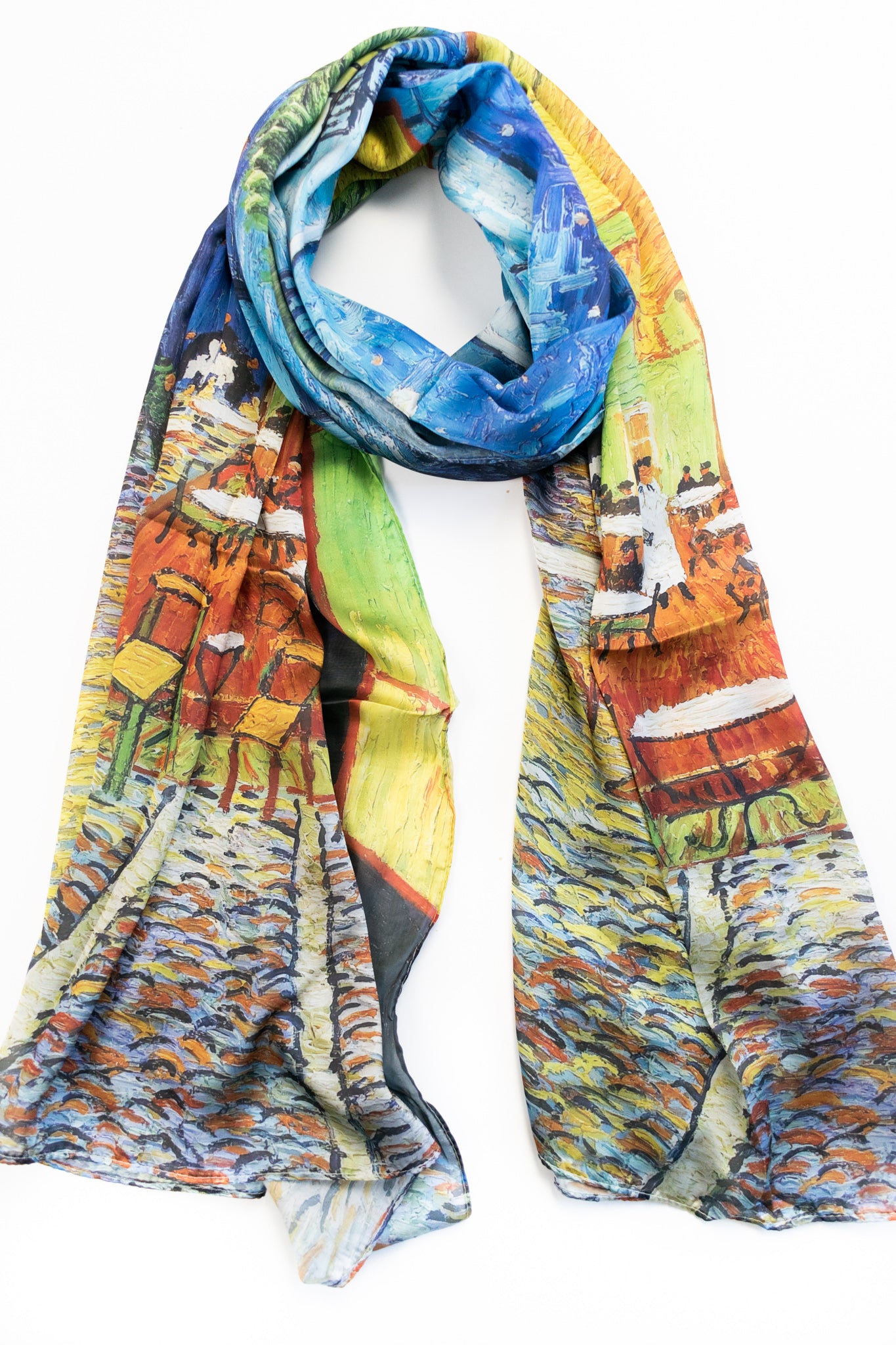 Foulard in seta "Terrazza del caffè la sera"