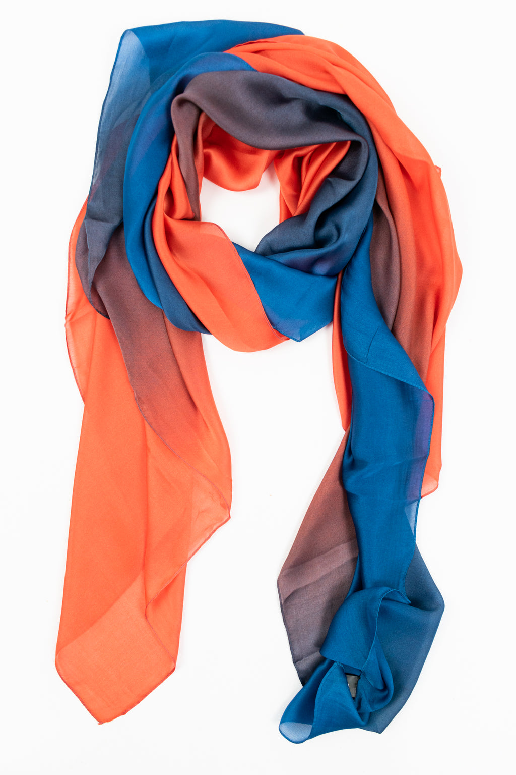 Stola foulard sfumato blu arancio