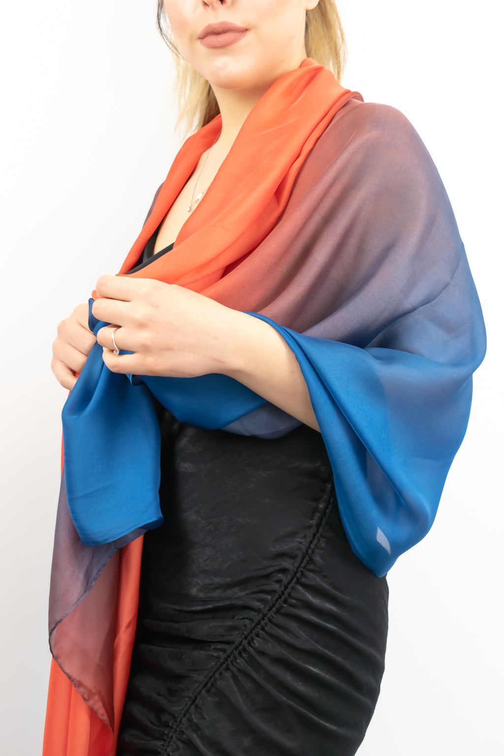Stola foulard sfumato blu arancio