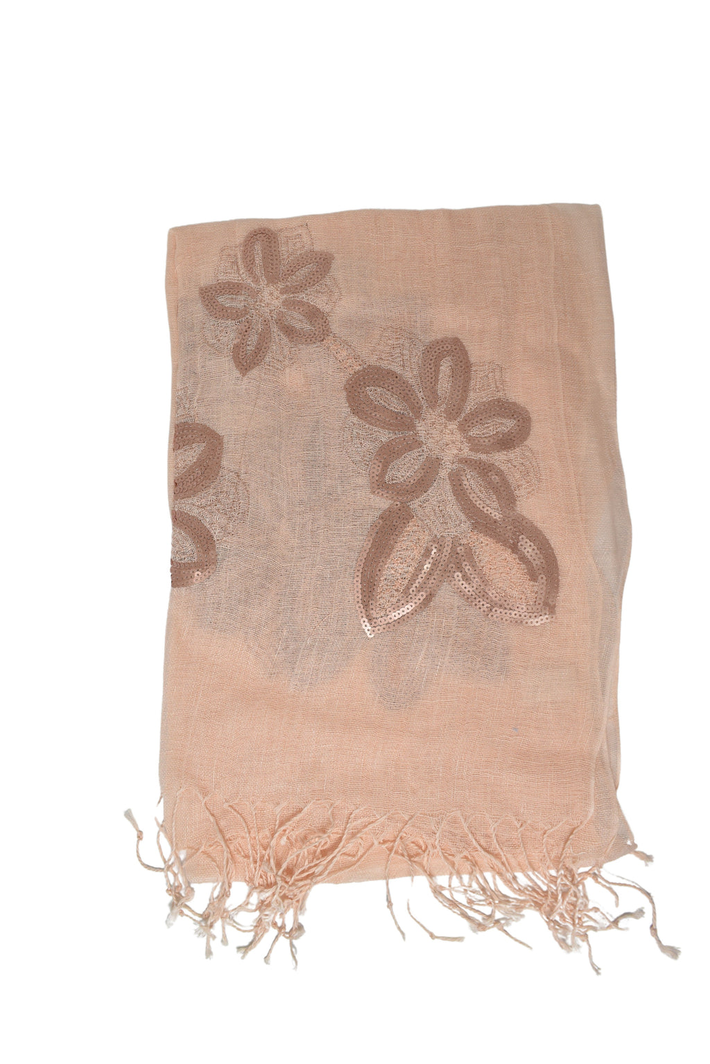 Stola in lino fiori rosa