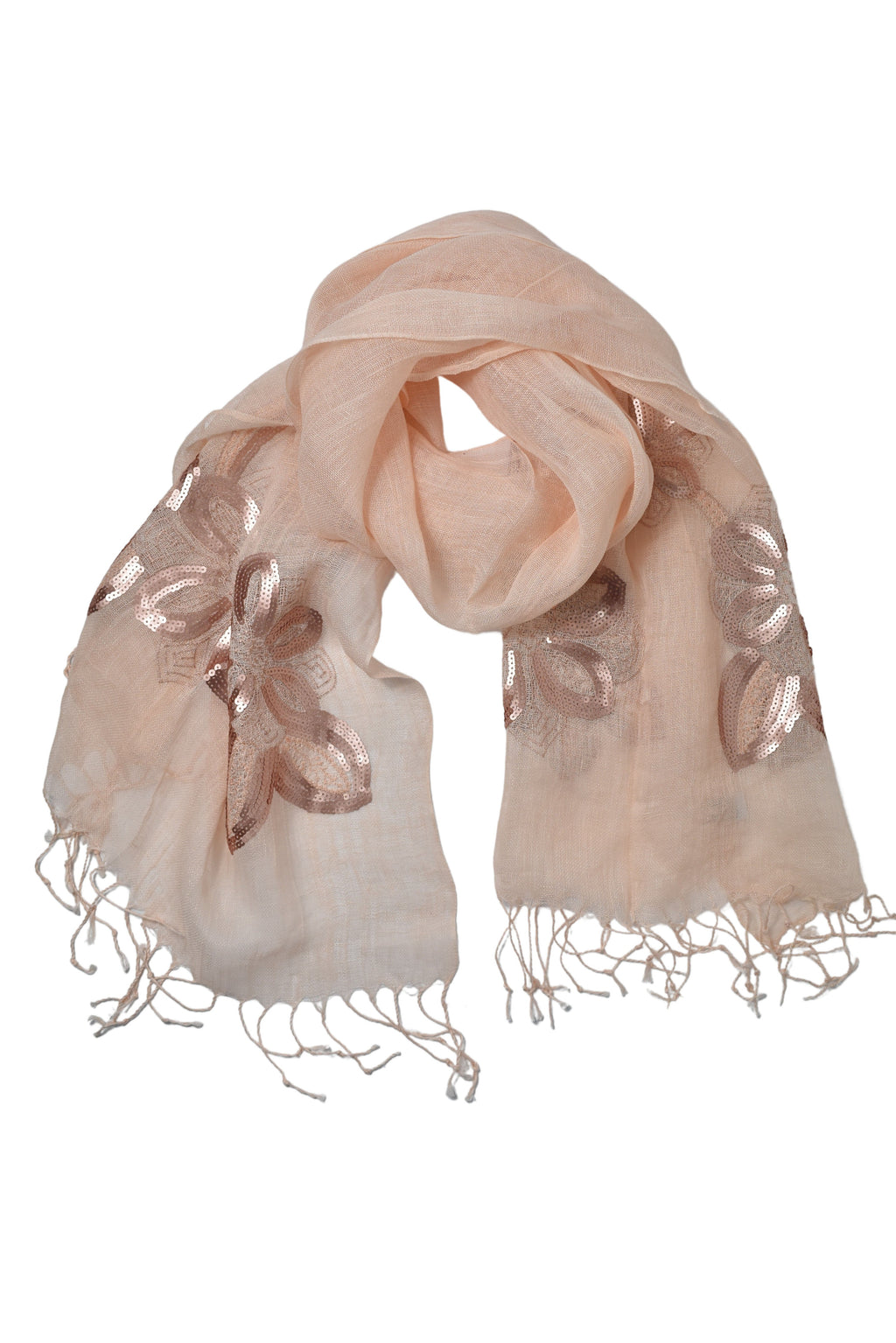 Stola in lino fiori rosa