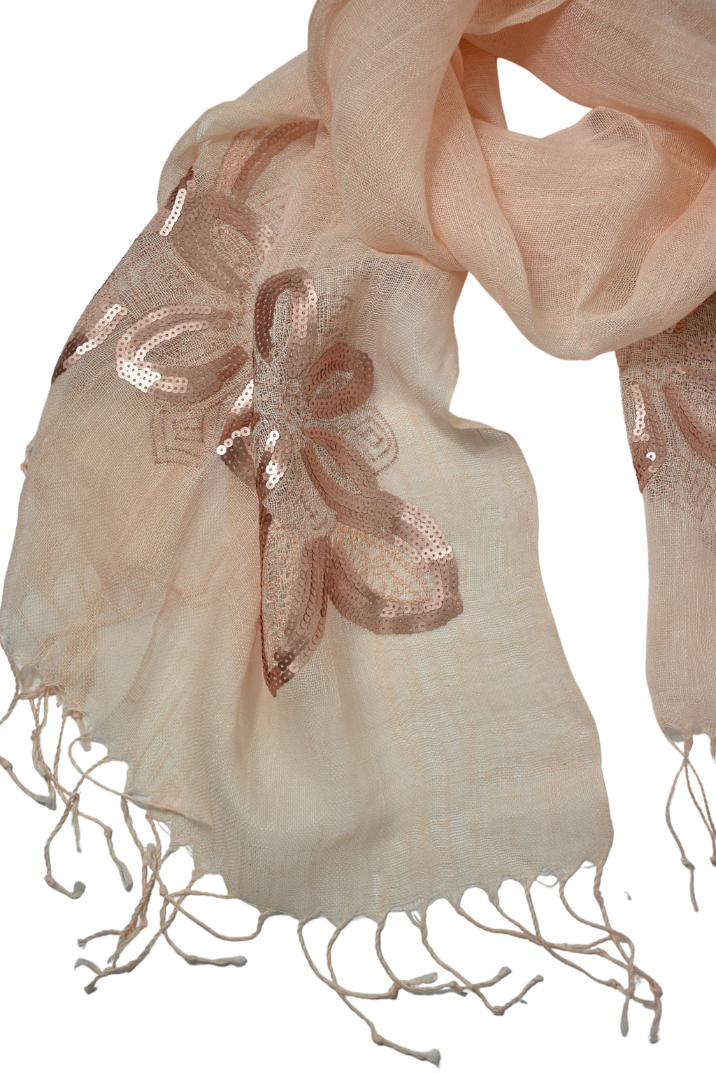 Stola in lino fiori rosa