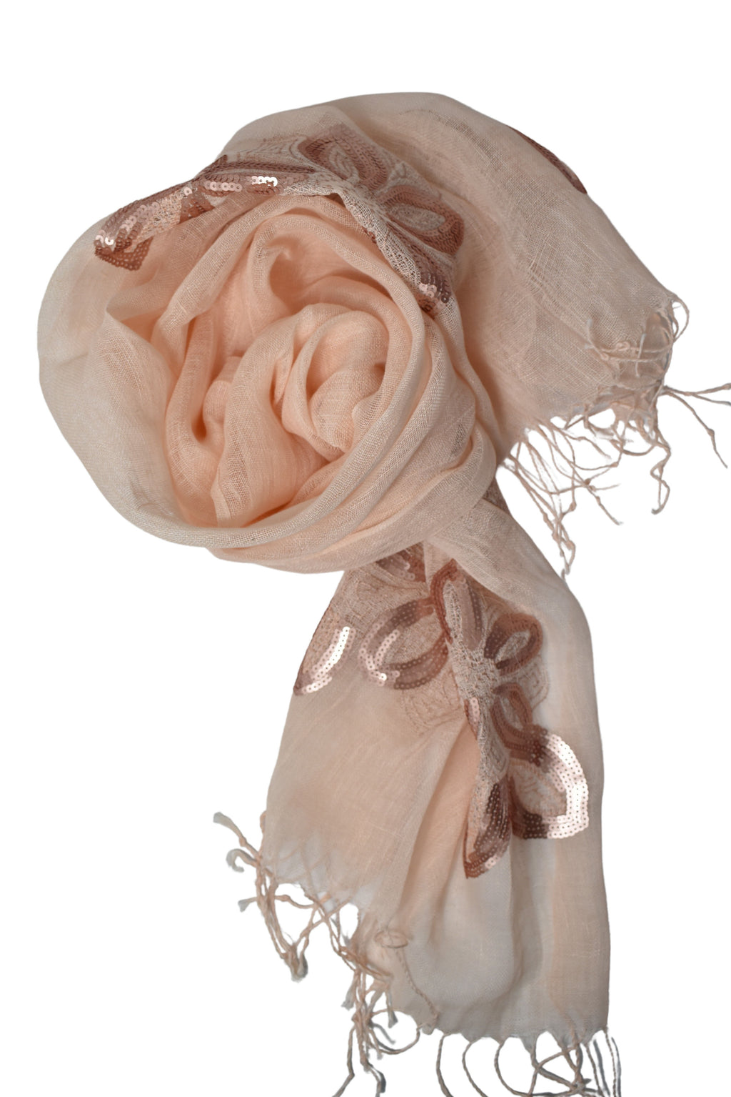 Stola in lino fiori rosa