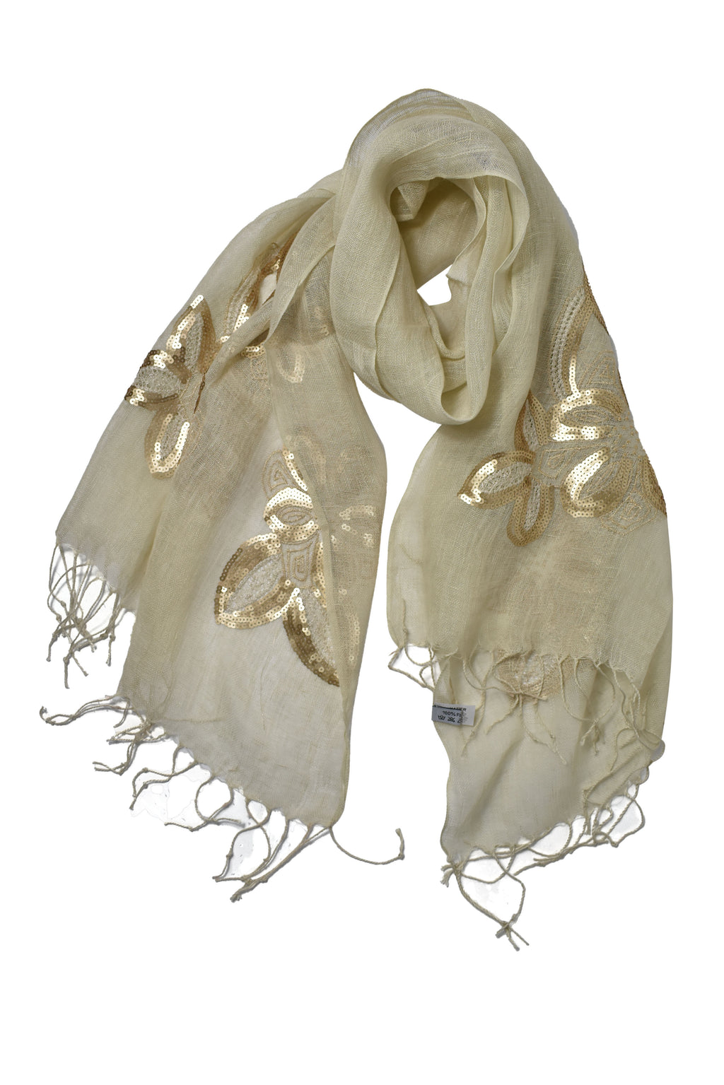 Stola in lino fiori beige