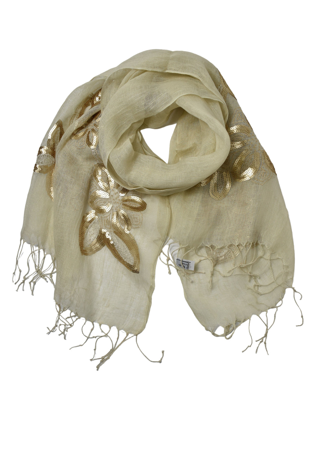 Stola in lino fiori beige